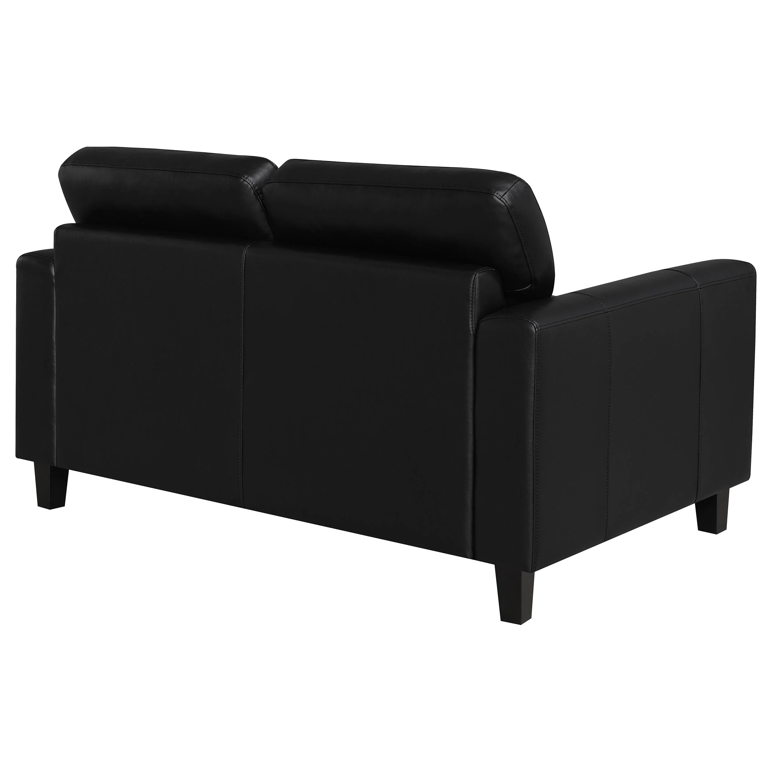 Scotland Black Faux Leather Upholstered Track Arm Loveseat - Image 6