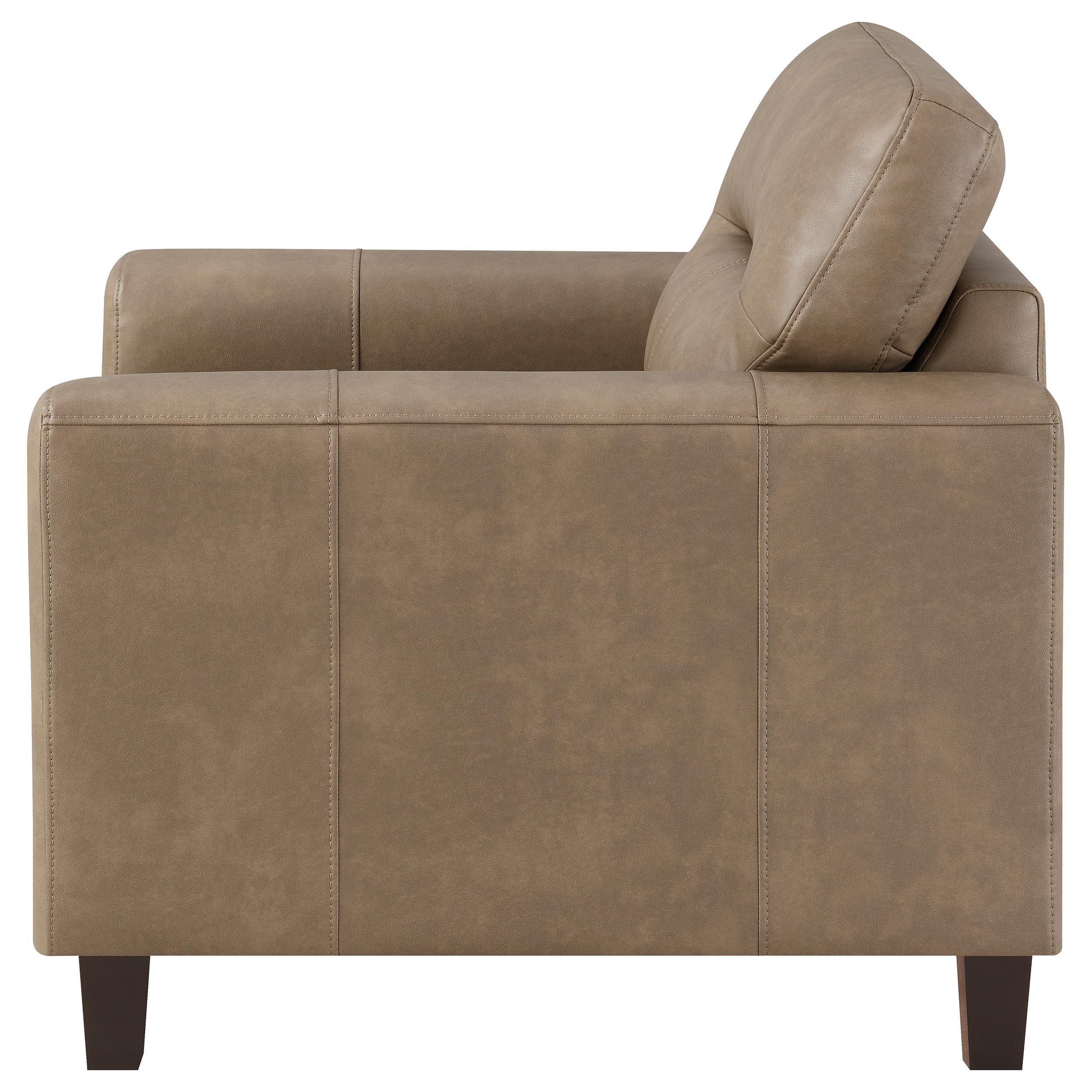 Scotland Brown Faux Leather Upholstered Track Arm Chair - Image 4