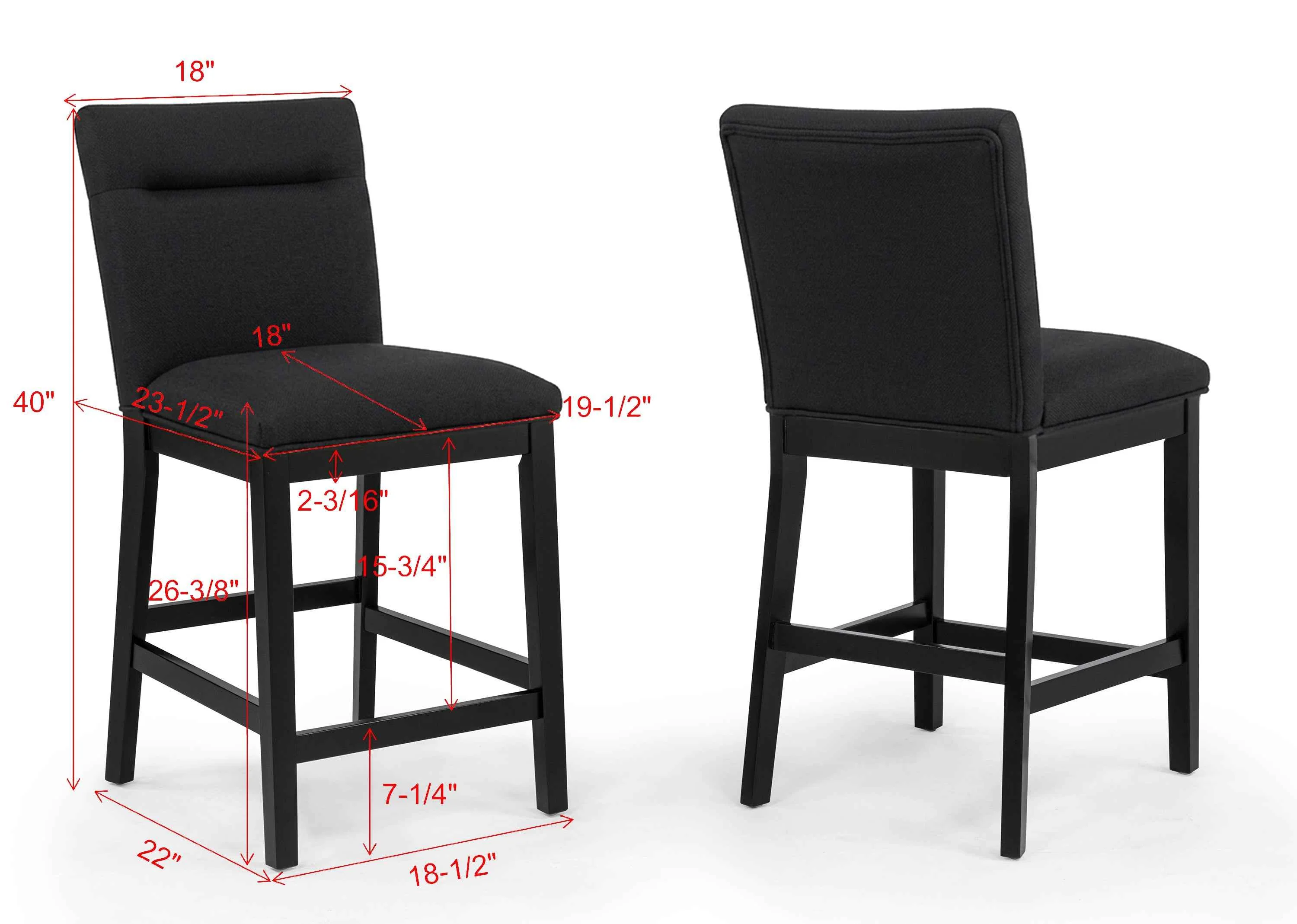 Sebastian Black Counter Height Chair, Set of 2 - Image 3