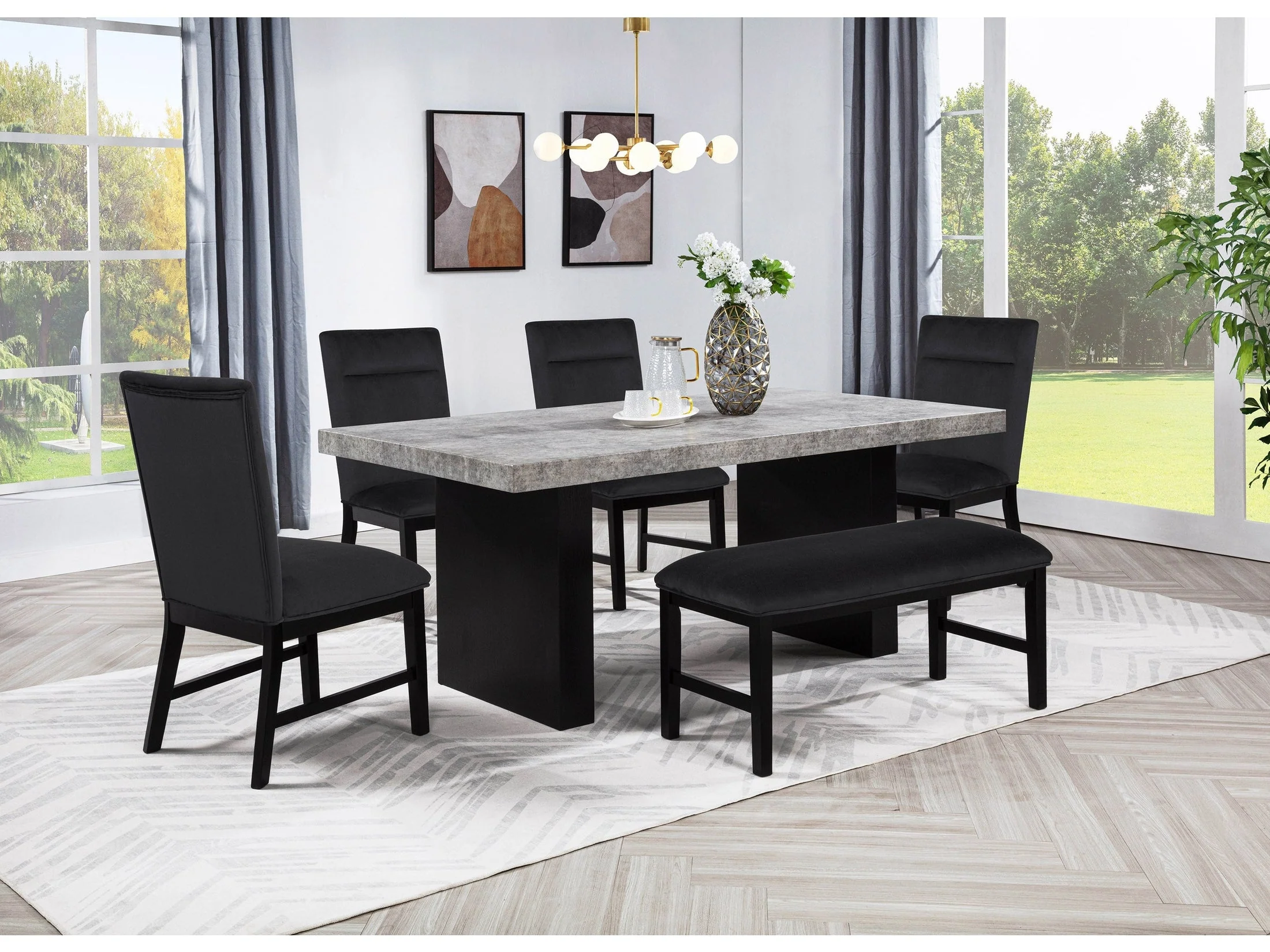 Sebastian Black/Gray Dining Set