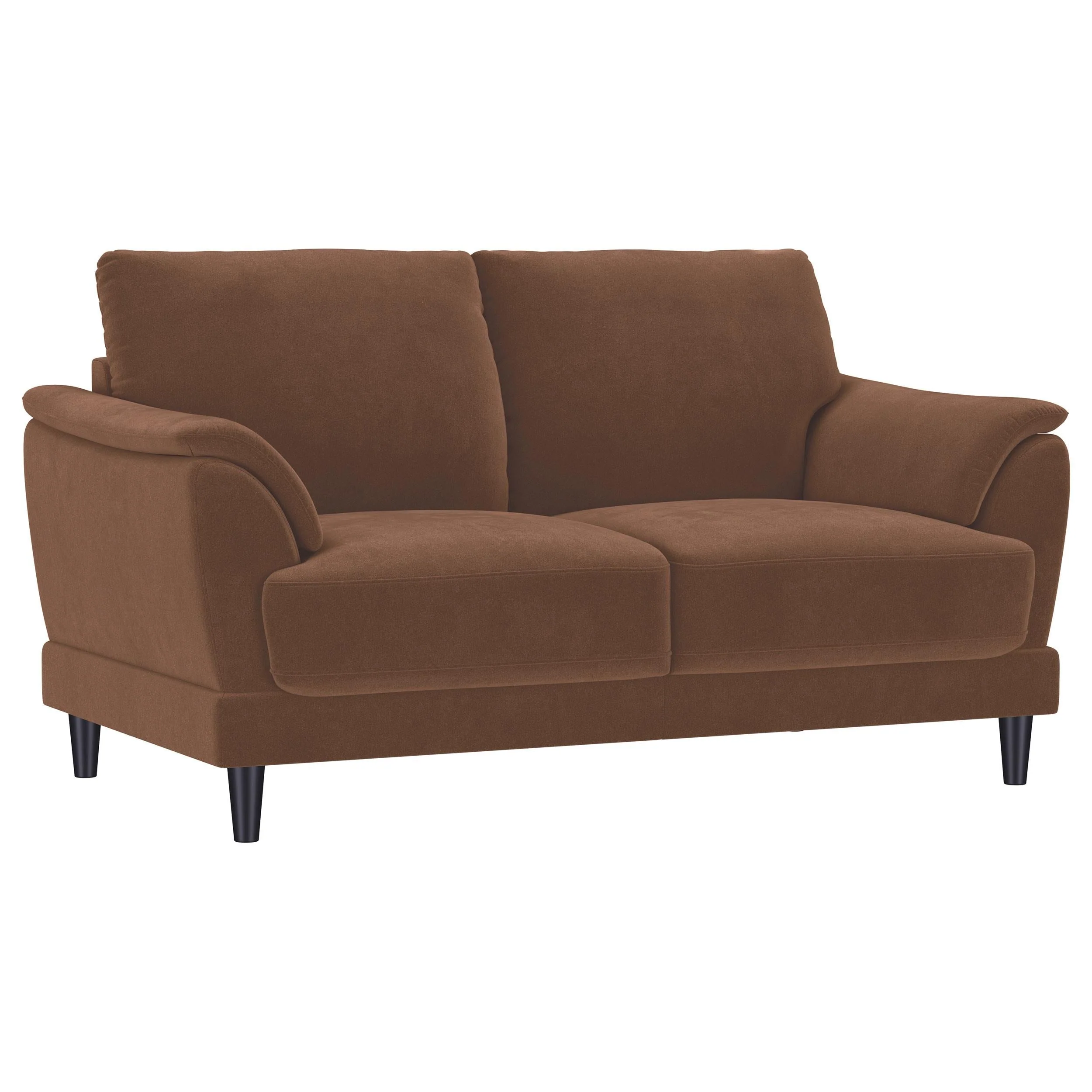 Selma Rust Velvet Crescent Arm Loveseat - Image 2
