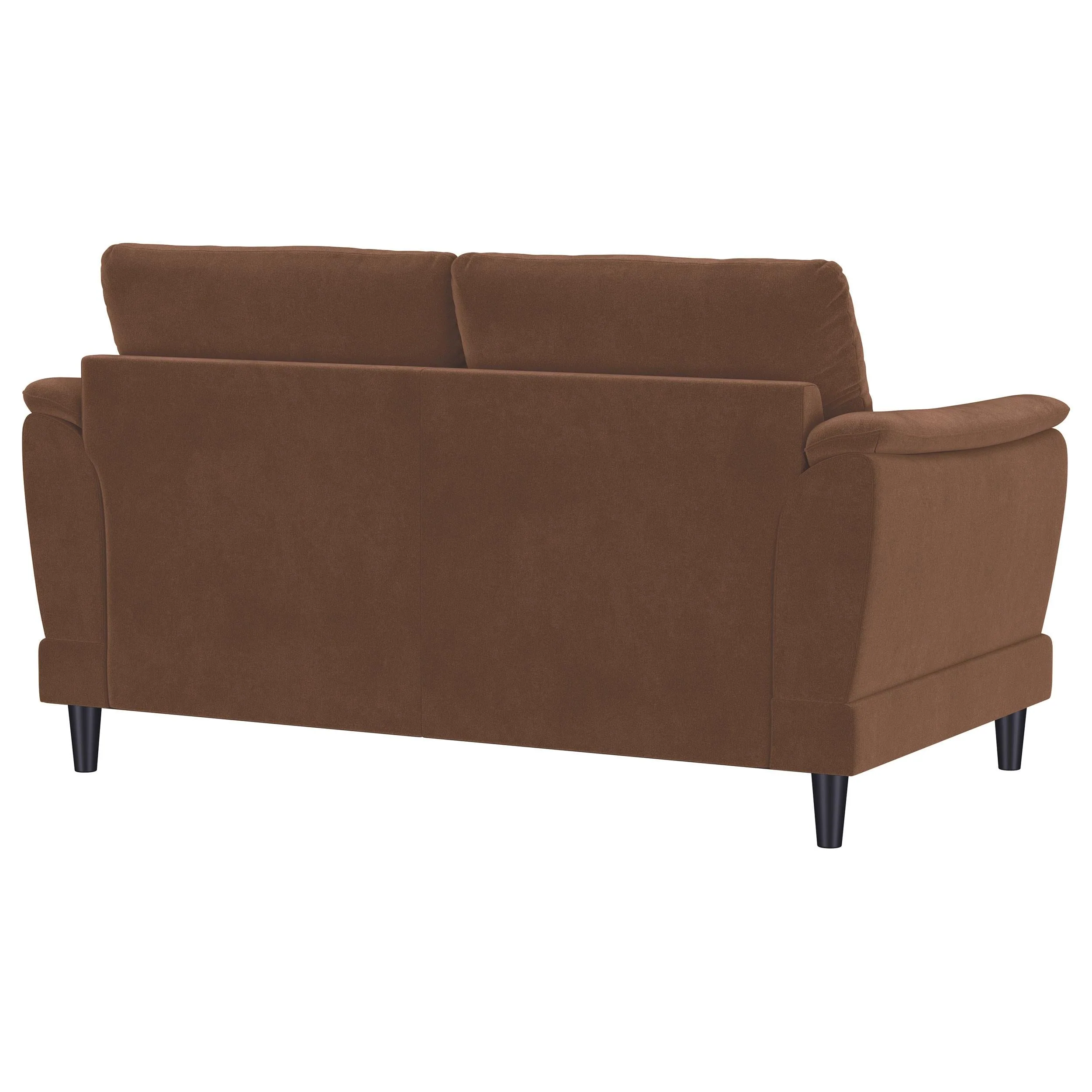 Selma Rust Velvet Crescent Arm Loveseat - Image 7