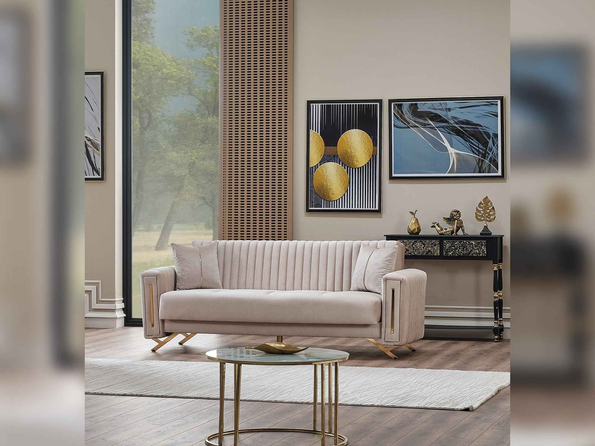Senfoni Beige Convertible Sofa - Image 3