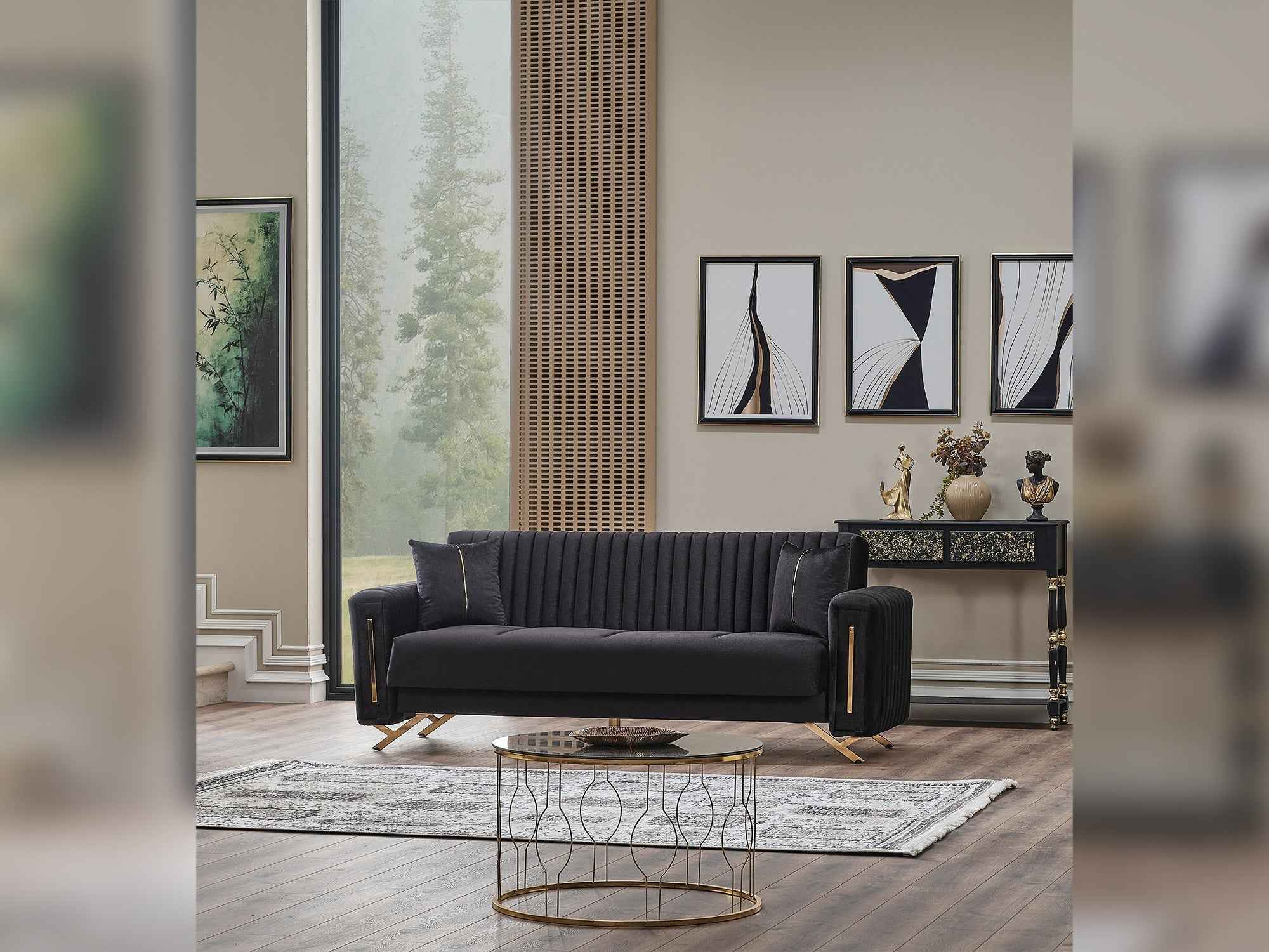 Senfoni Black Convertible Sofa - Image 3