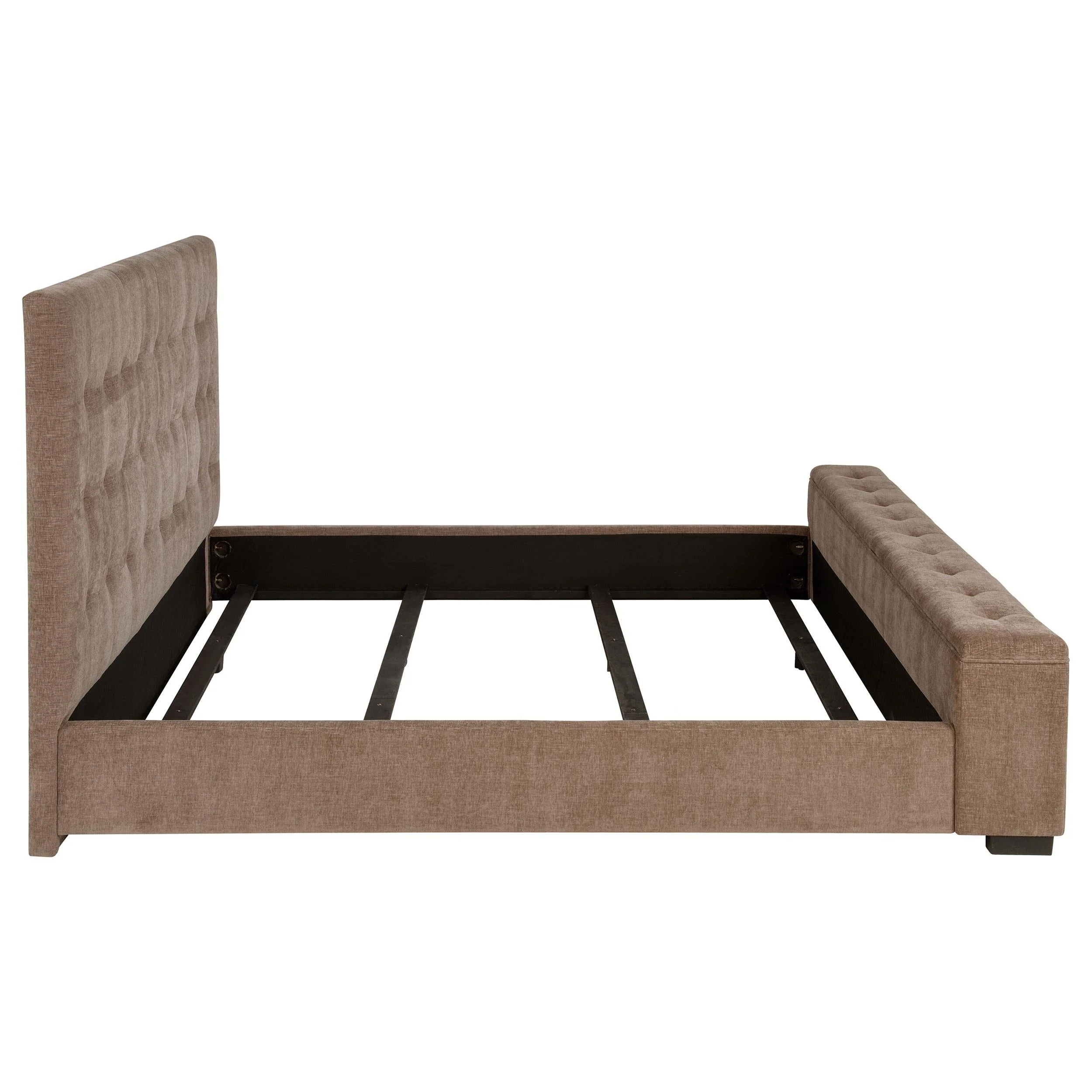 Senna Brown Upholstered Eastern King Audio Fireplace Bed - Image 7