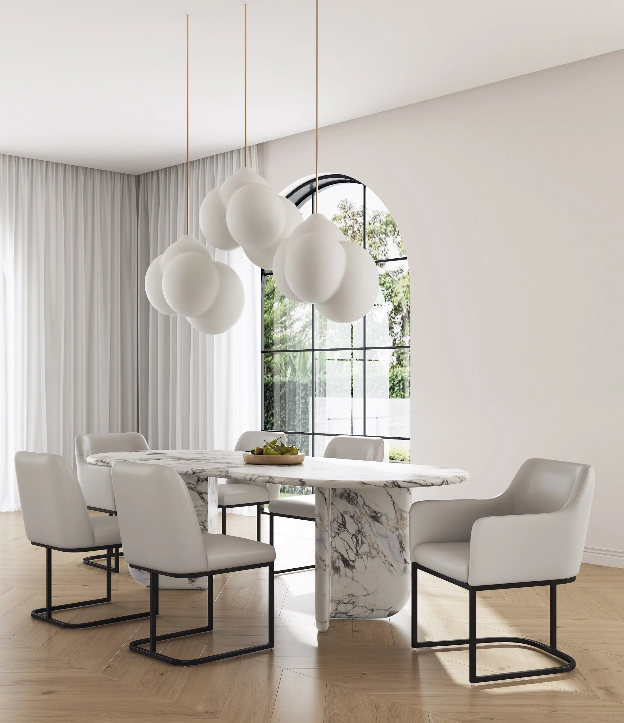 Serena 6 Piece Dining Set in Light Grey - Image 2