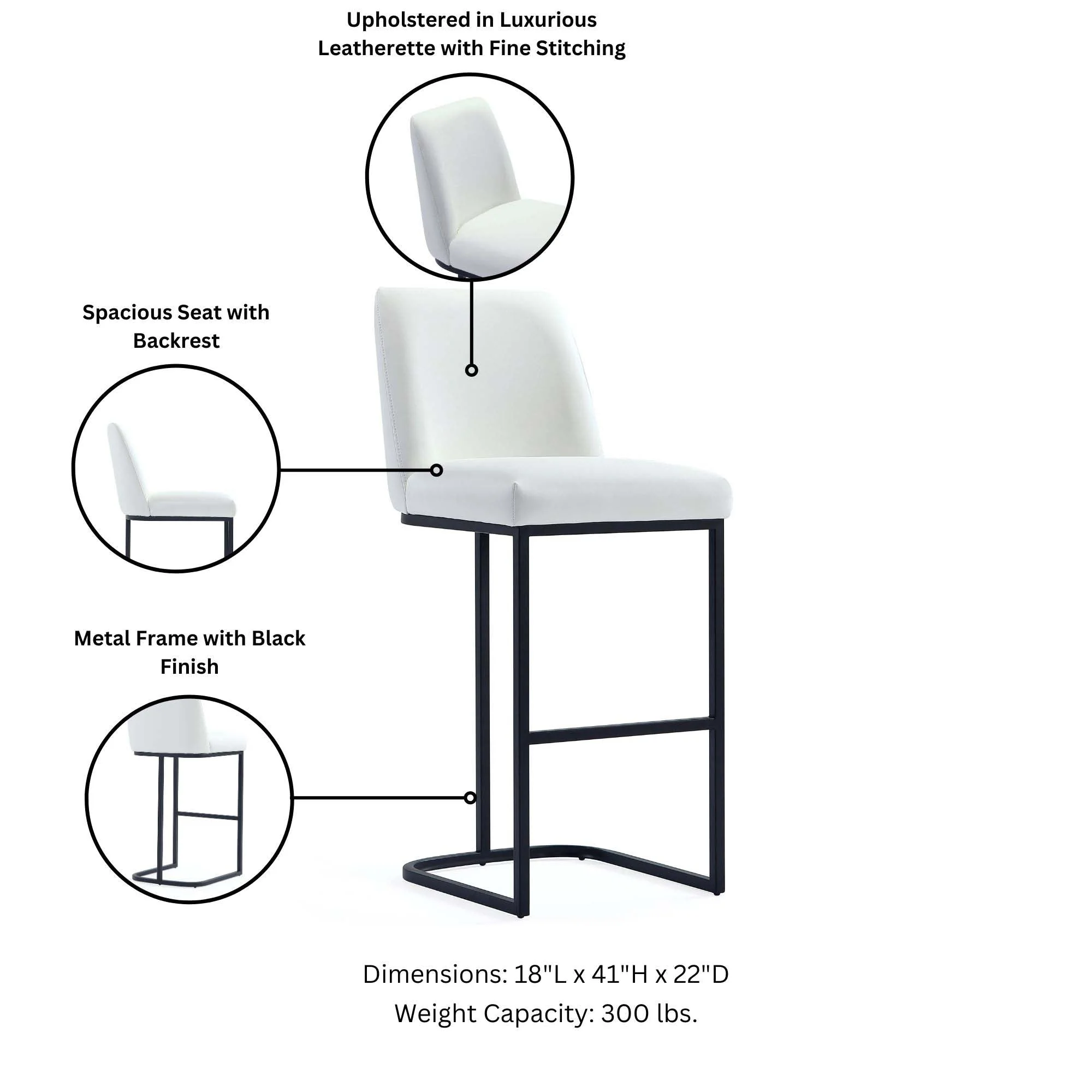 Serena Barstool in White (set of 3) - Image 4