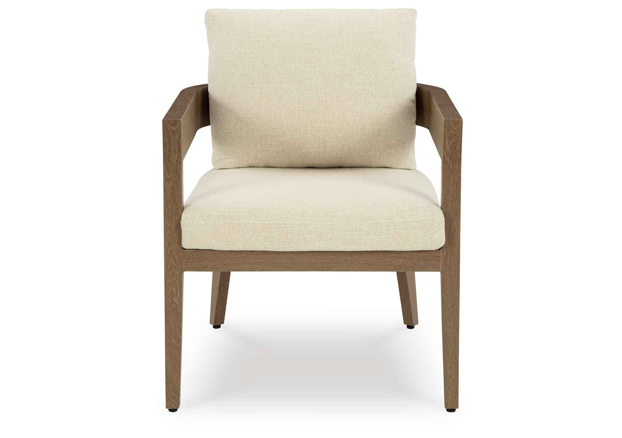 Serene Bay Dark Brown/White Outdoor Dining Arm Chair with Cushion - Image 13