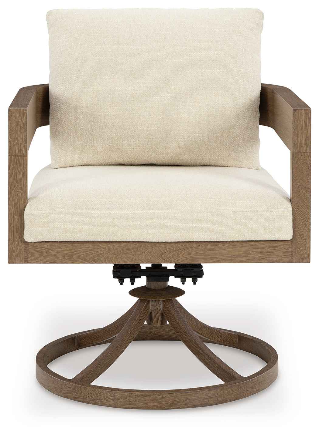Serene Bay Dark Brown/White Outdoor Swivel Dining Chair with Cushion - Image 4