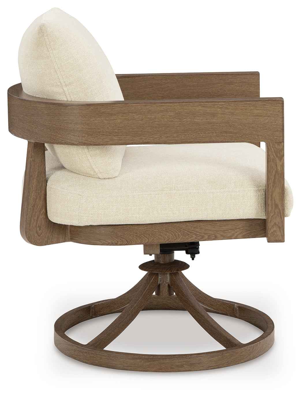 Serene Bay Dark Brown/White Outdoor Swivel Dining Chair with Cushion - Image 5