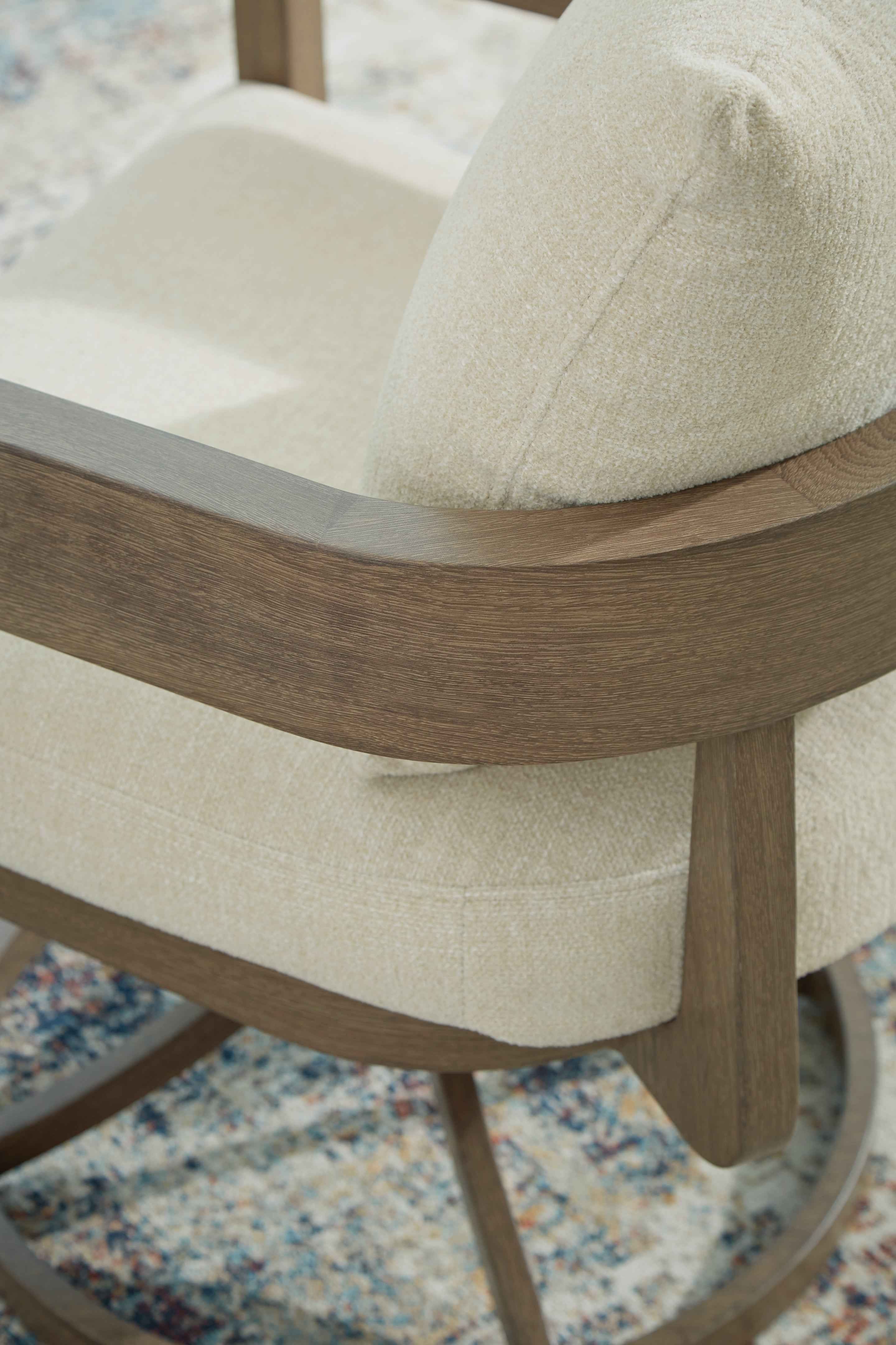 Serene Bay Dark Brown/White Outdoor Swivel Dining Chair with Cushion - Image 9
