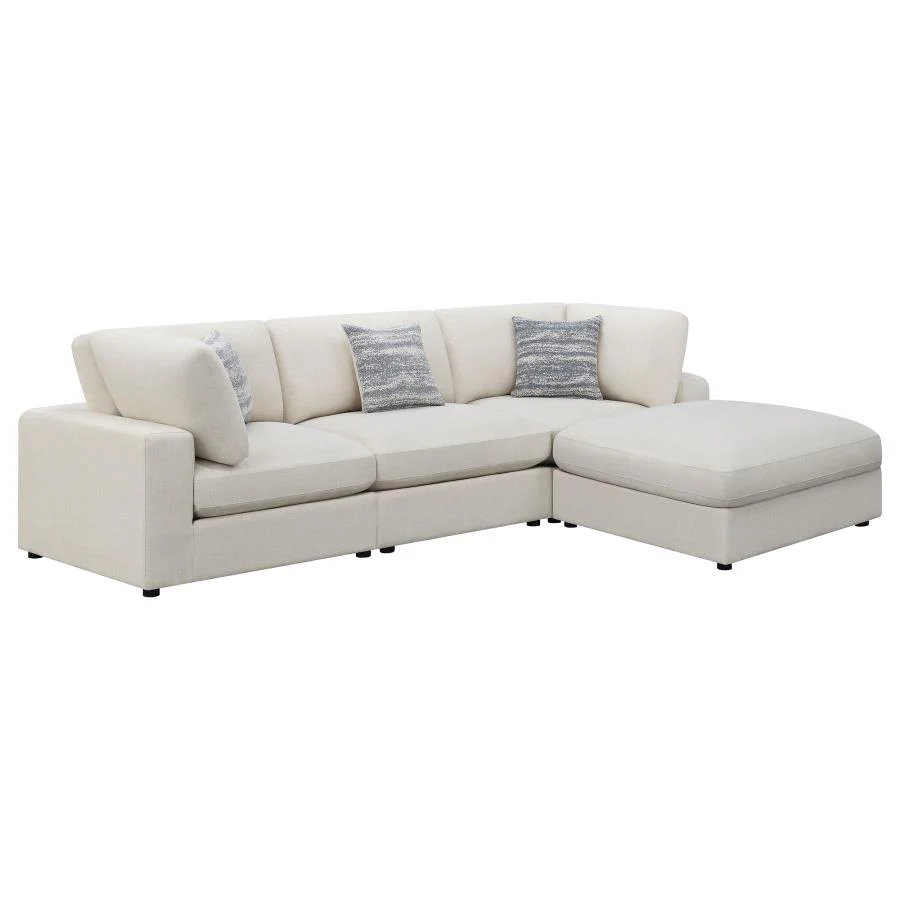 Serene Beige 4-Piece Upholstered Modular Sectional with Ottoman - Image 2