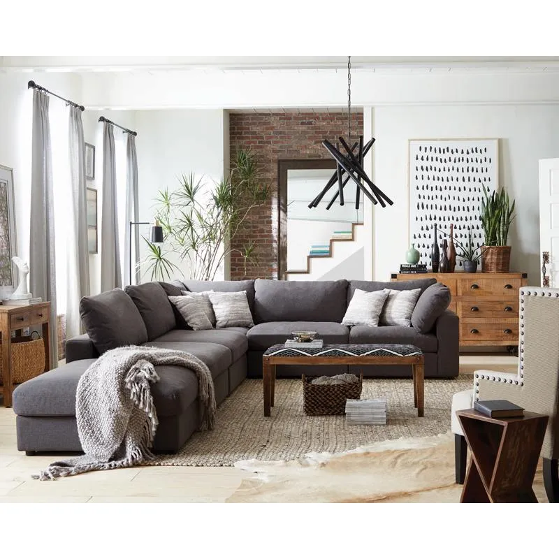 Serene Charcoal 4-Piece Upholstered Modular Sectional - Image 2