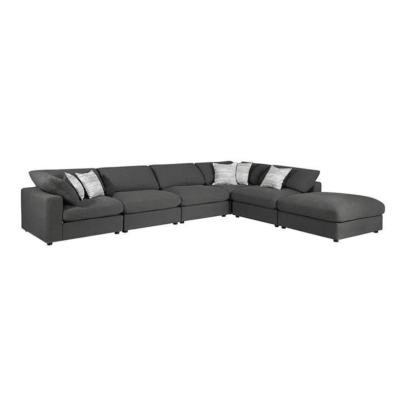 Serene Charcoal 6-Piece Upholstered Modular Sectional - Image 3