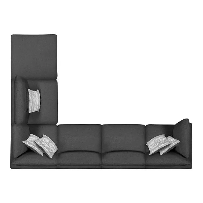 Serene Charcoal 6-Piece Upholstered Modular Sectional - Image 7