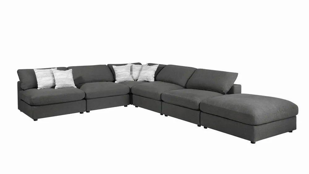 Serene Charcoal Upholstered Armless Chair - Image 5
