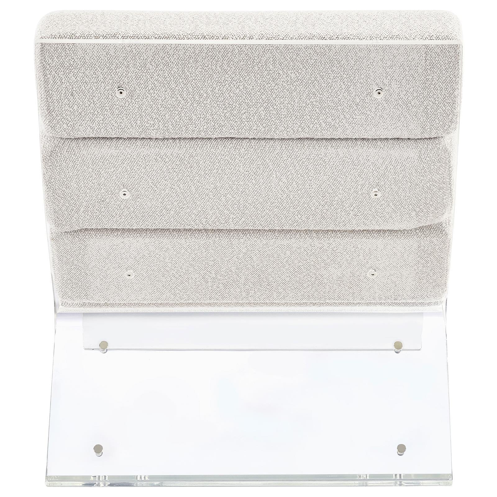 Serreta Ivory Boucle Upholstered Armless Accent Chair with Clear Acrylic Frame - Image 6