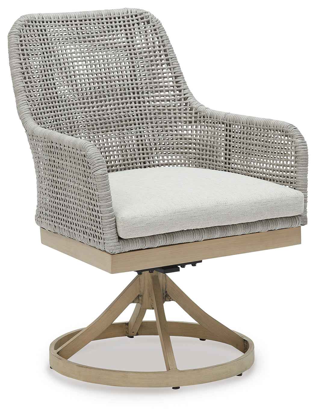 Seton Creek Gray Outdoor Swivel Dining Chair - Image 3