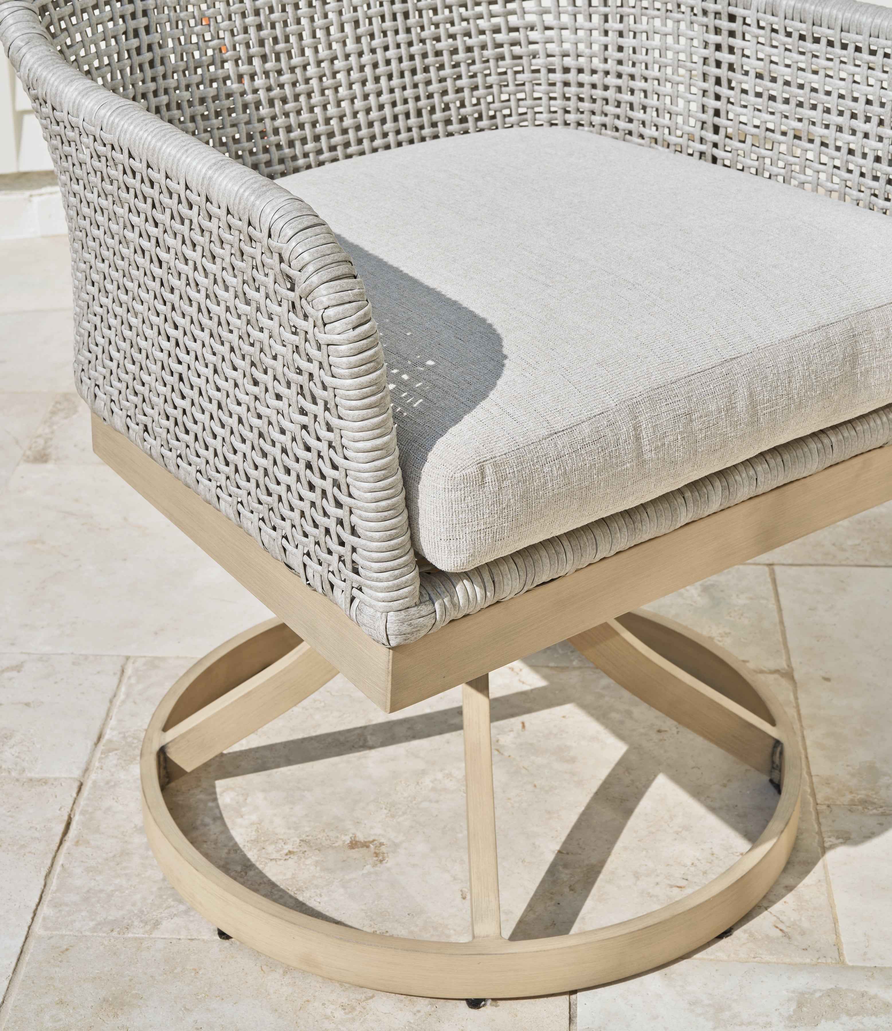 Seton Creek Gray Outdoor Swivel Dining Chair - Image 7
