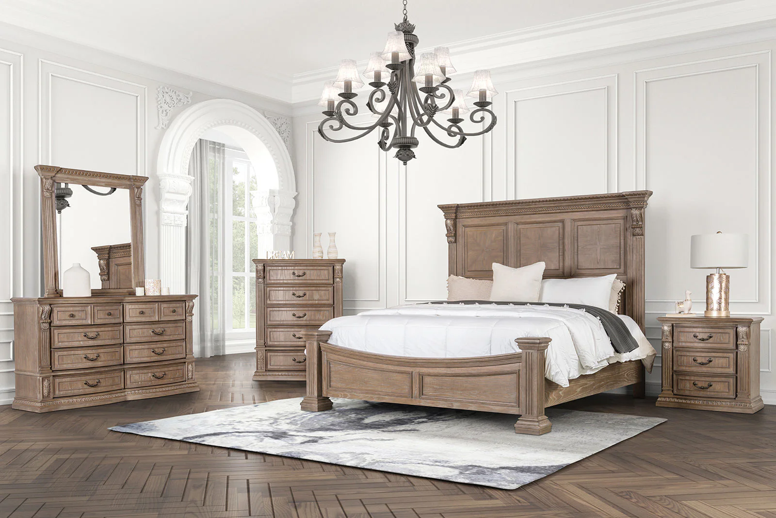 Seven Oaks Weathered Oak Queen Bed - Image 3