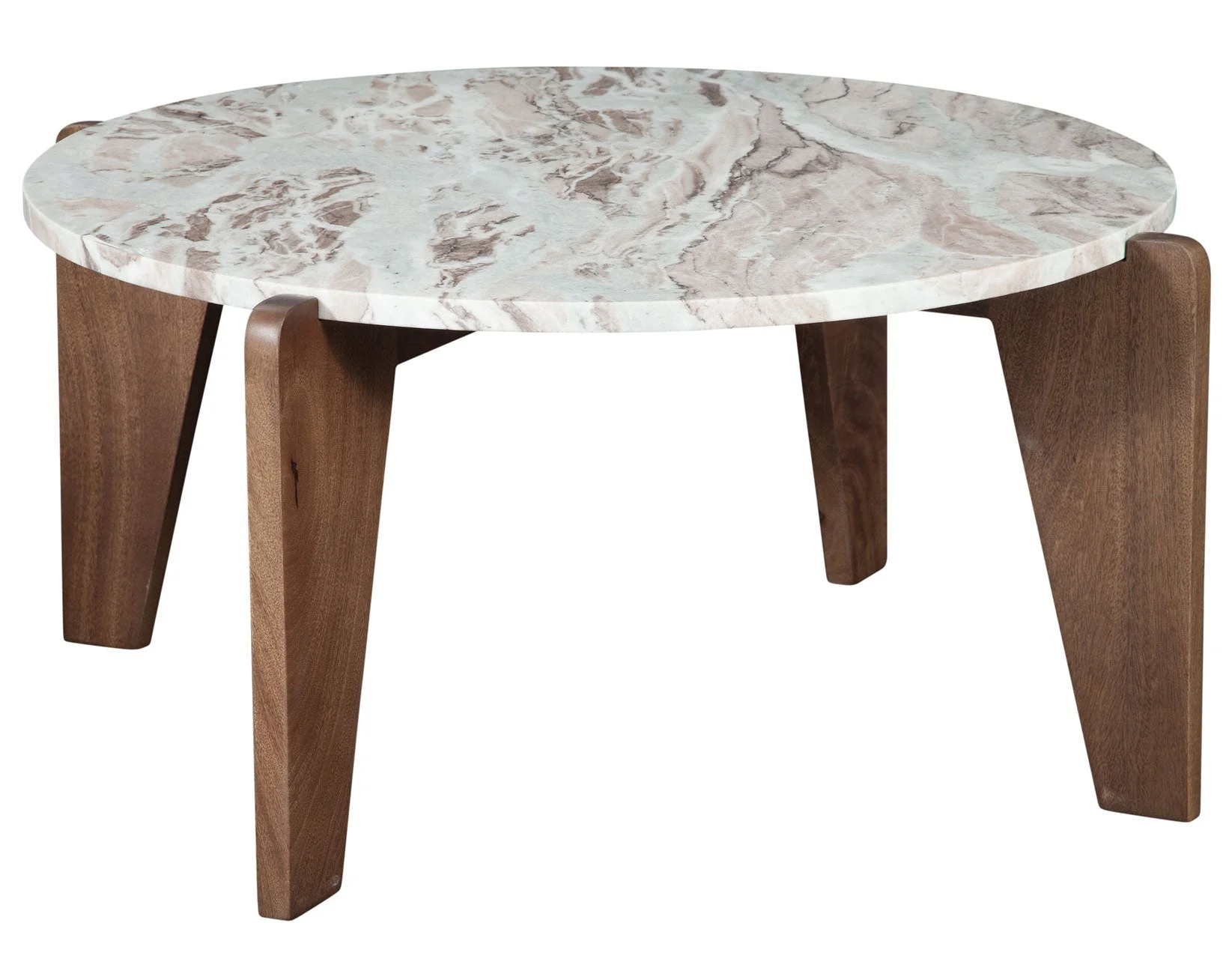 Shavon 32″ Toronto Brown Round Marble Coffee Table - Image 2