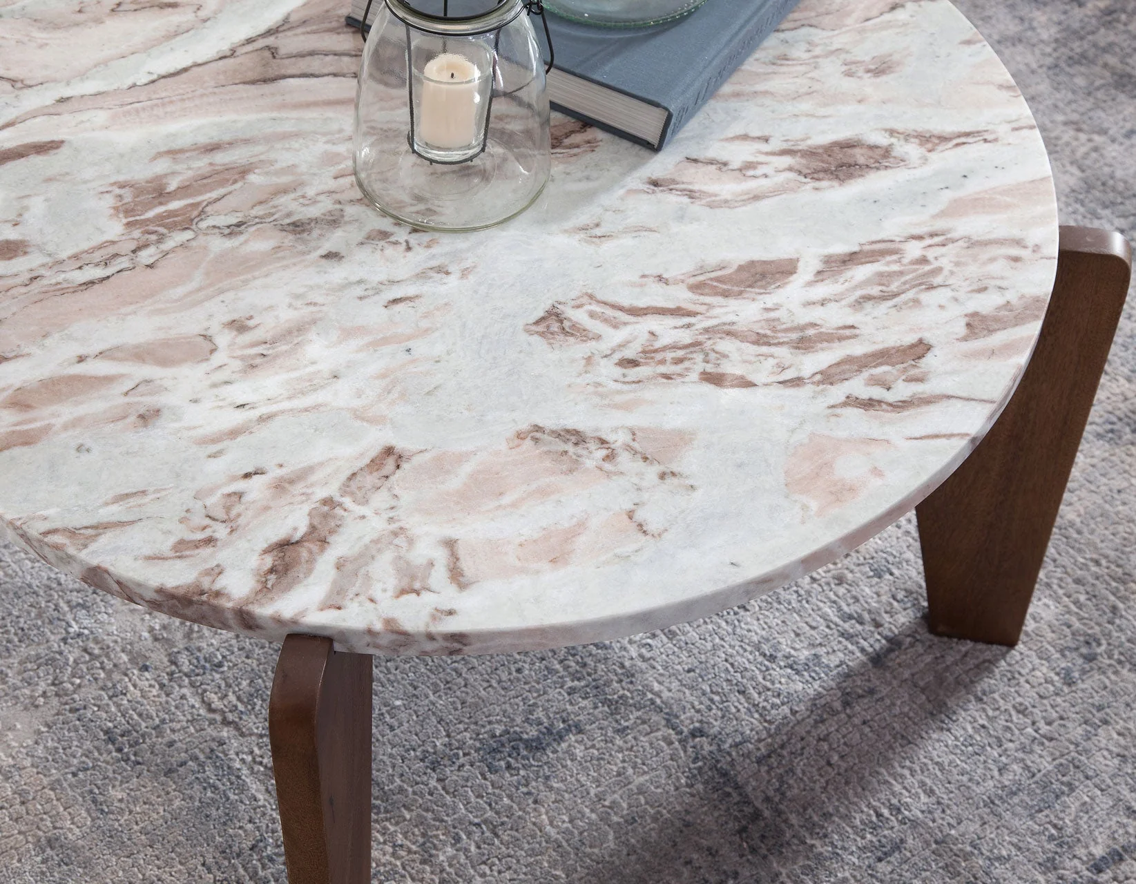 Shavon 32″ Toronto Brown Round Marble Coffee Table - Image 5