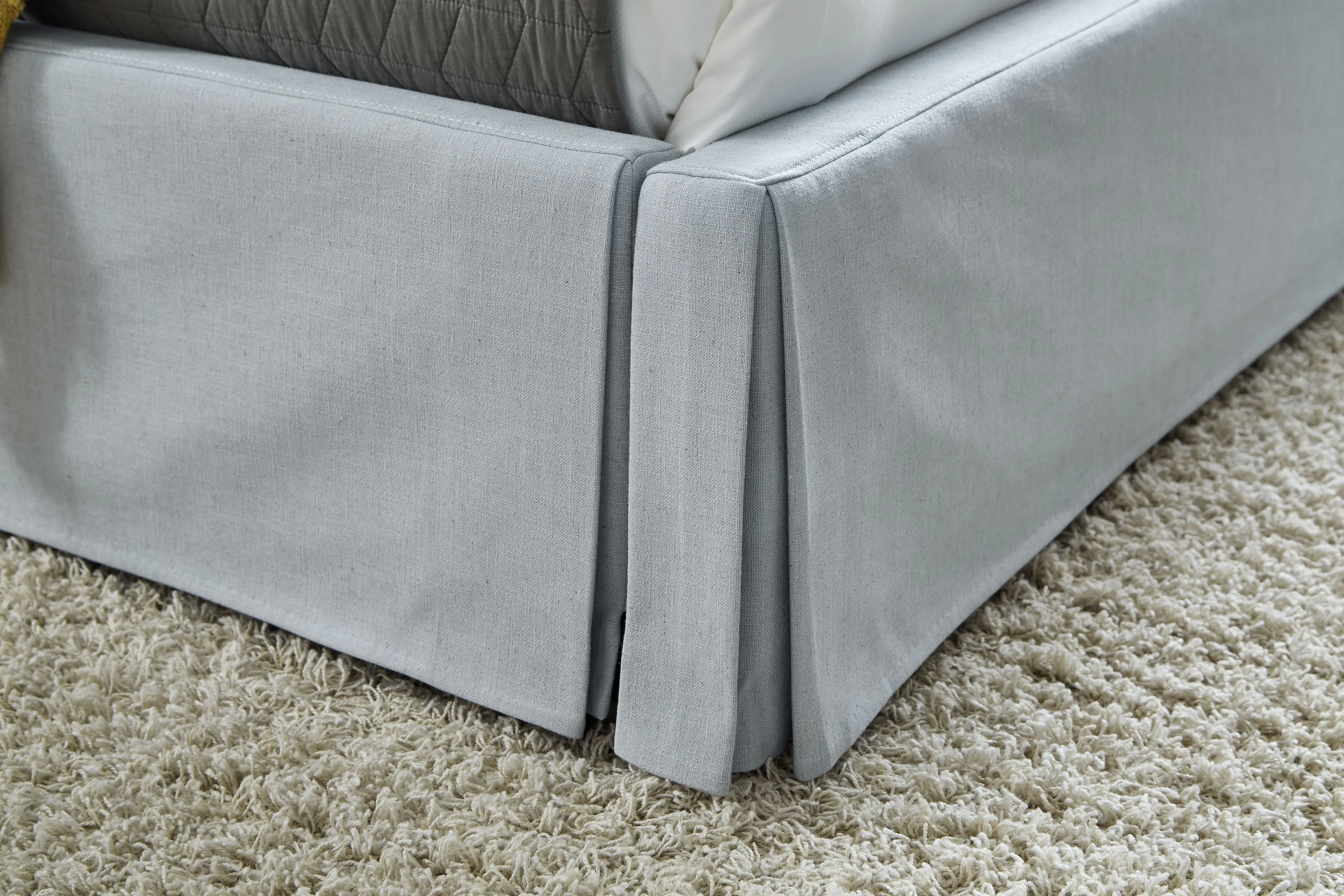 Shelby California King Skirted Footboard Storage Panel Bed in Sky - Image 3