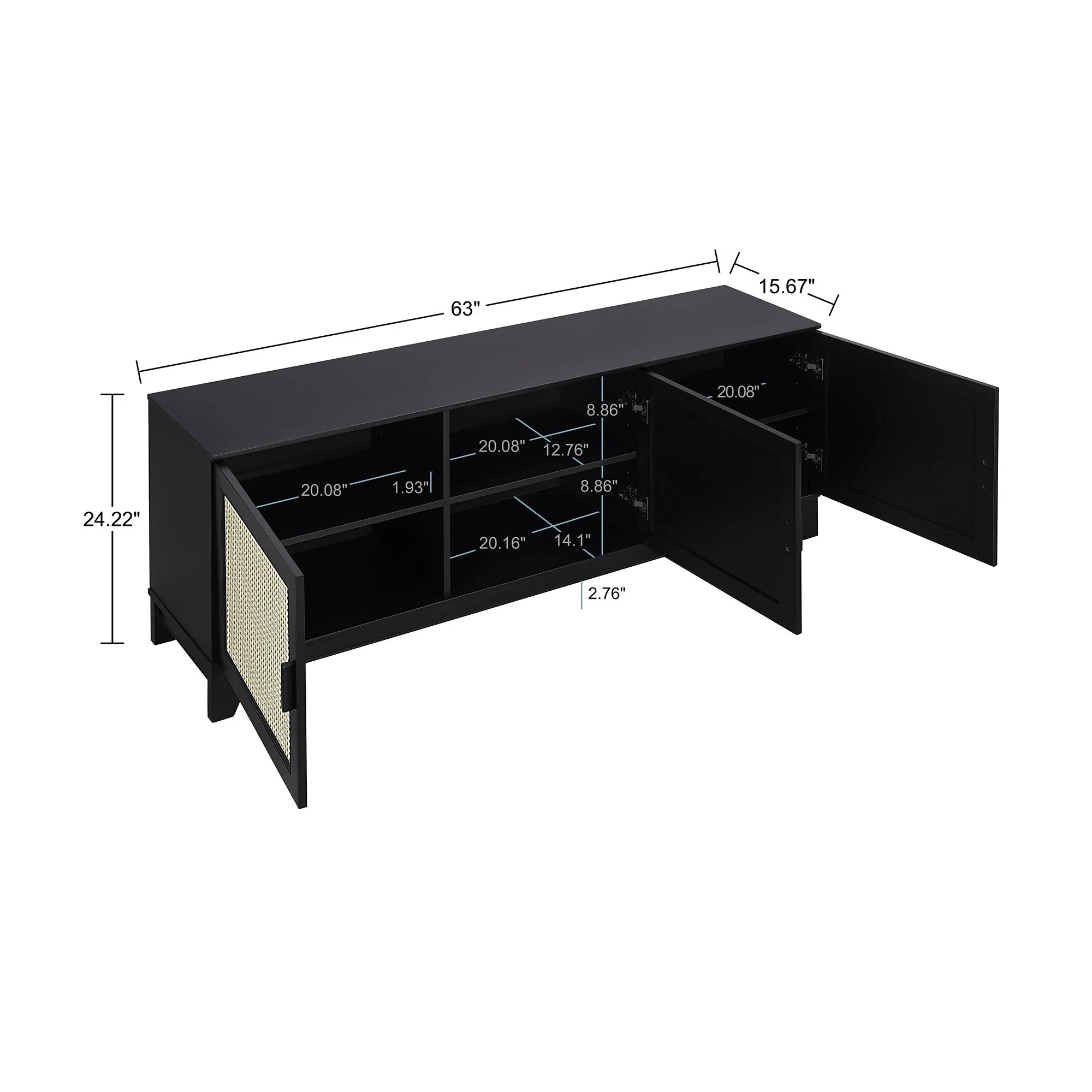 Sheridan 4-Piece Set: Bookcase, TV Stand, Sideboard, End Table in Black - Image 13