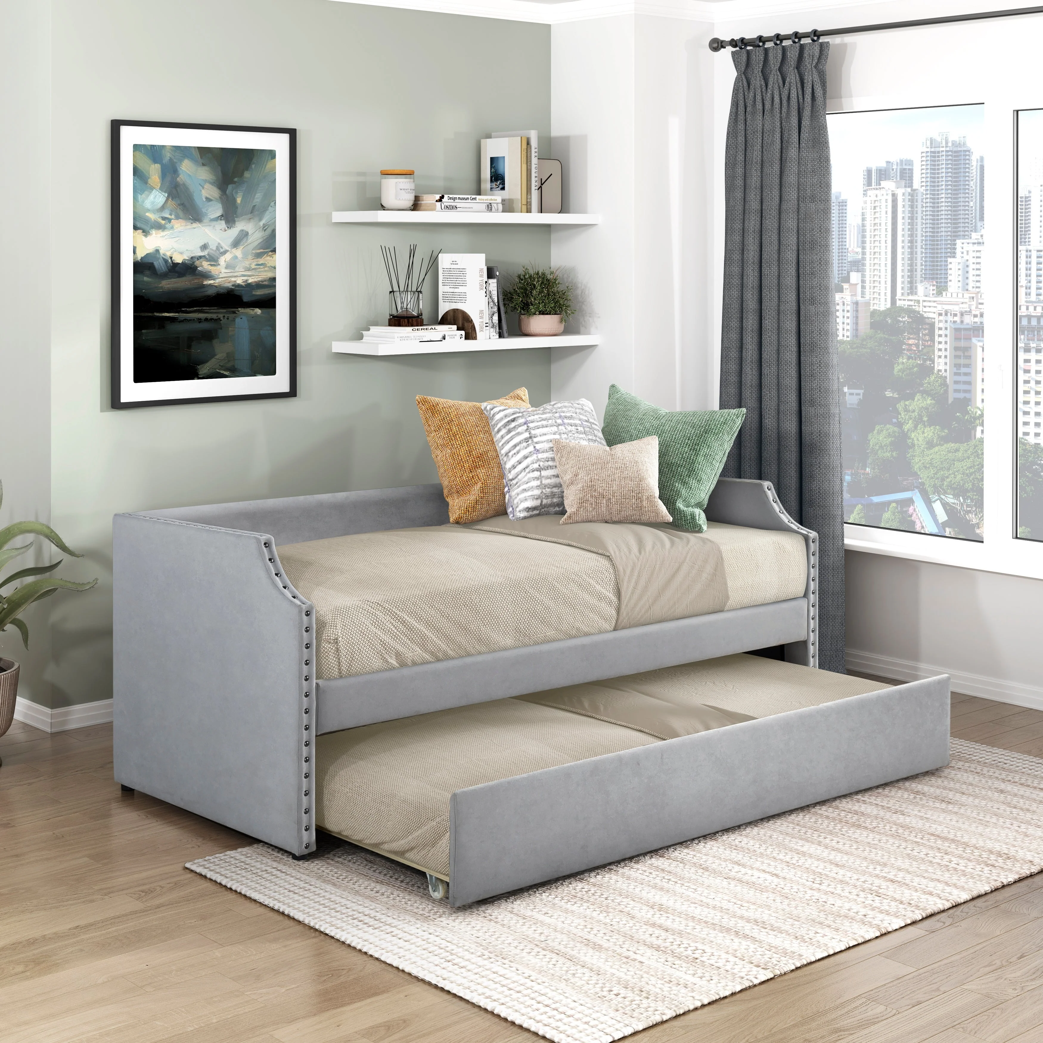 Shiloh Light Gray Twin Daybed with Trundle - Image 6