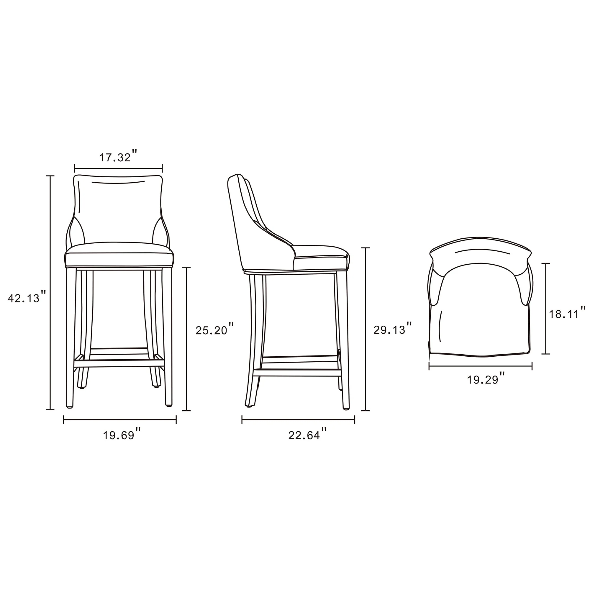 Shubert Barstool in Ivory (set of 2) - Image 3