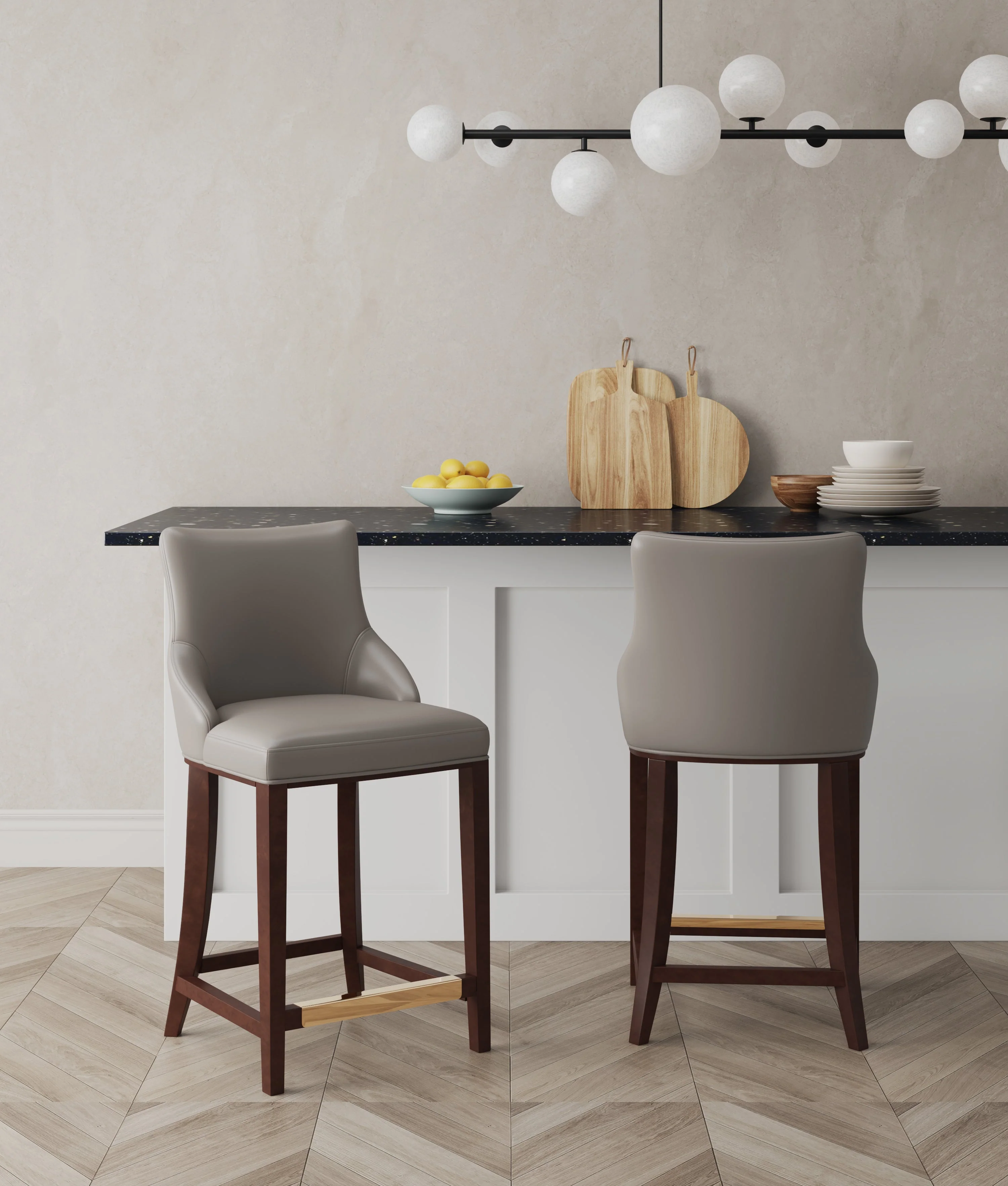Shubert Counter Stool in Dark Taupe (set of 2) - Image 2