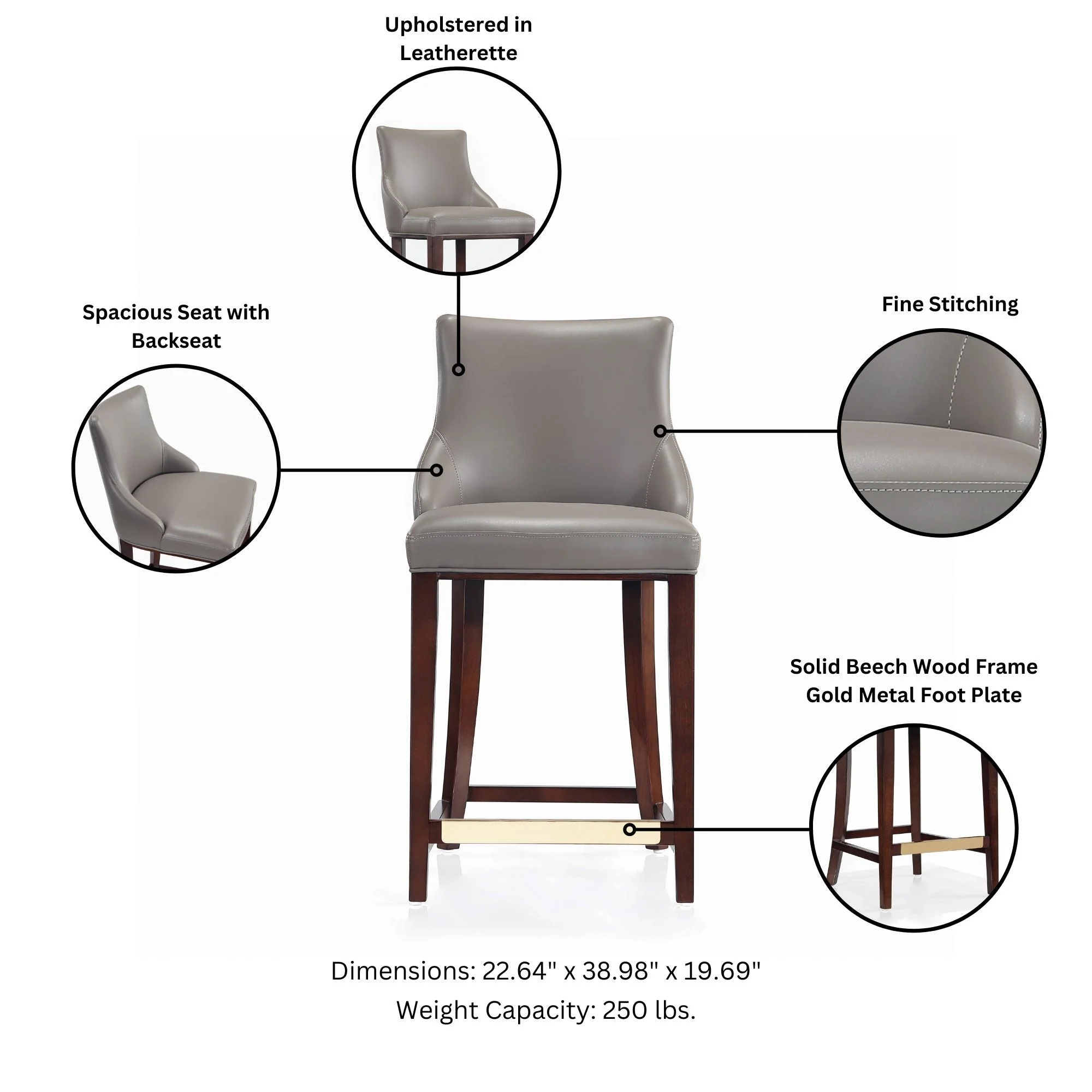 Shubert Counter Stool in Dark Taupe (set of 2) - Image 4