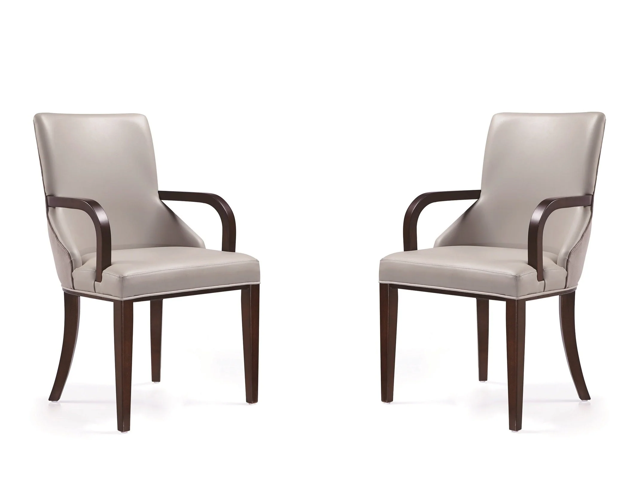 Shubert Faux Leather and Velvet Dining Armchair in Light Grey (set of 2)