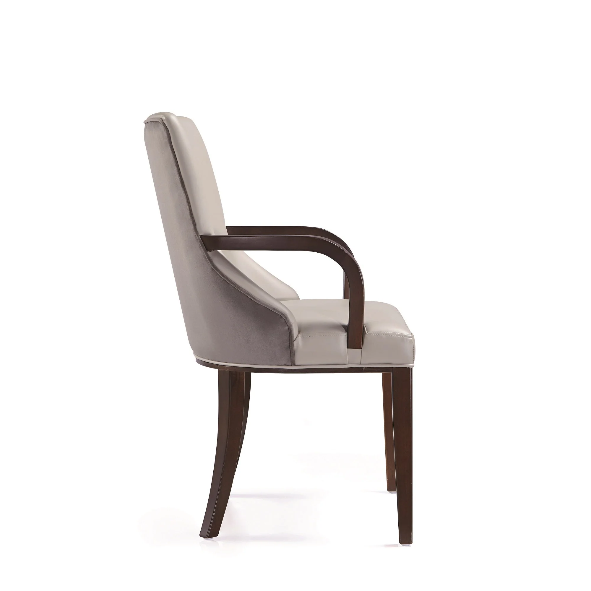 Shubert Faux Leather and Velvet Dining Armchair in Light Grey (set of 2) - Image 6