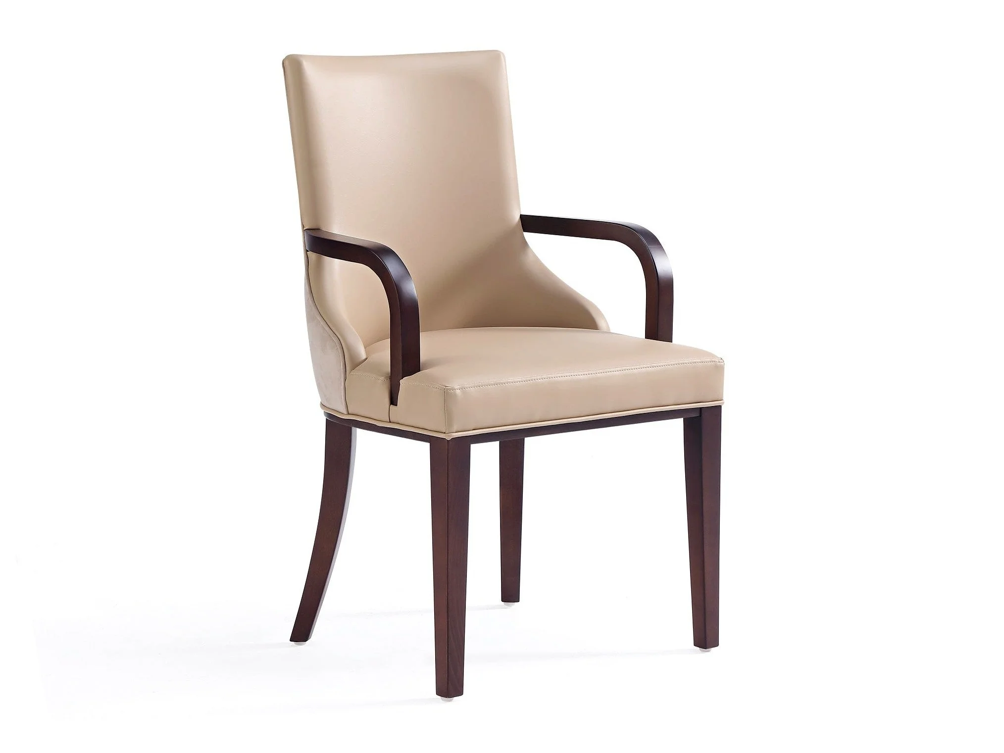 Shubert Faux Leather and Velvet Dining Armchair in Tan