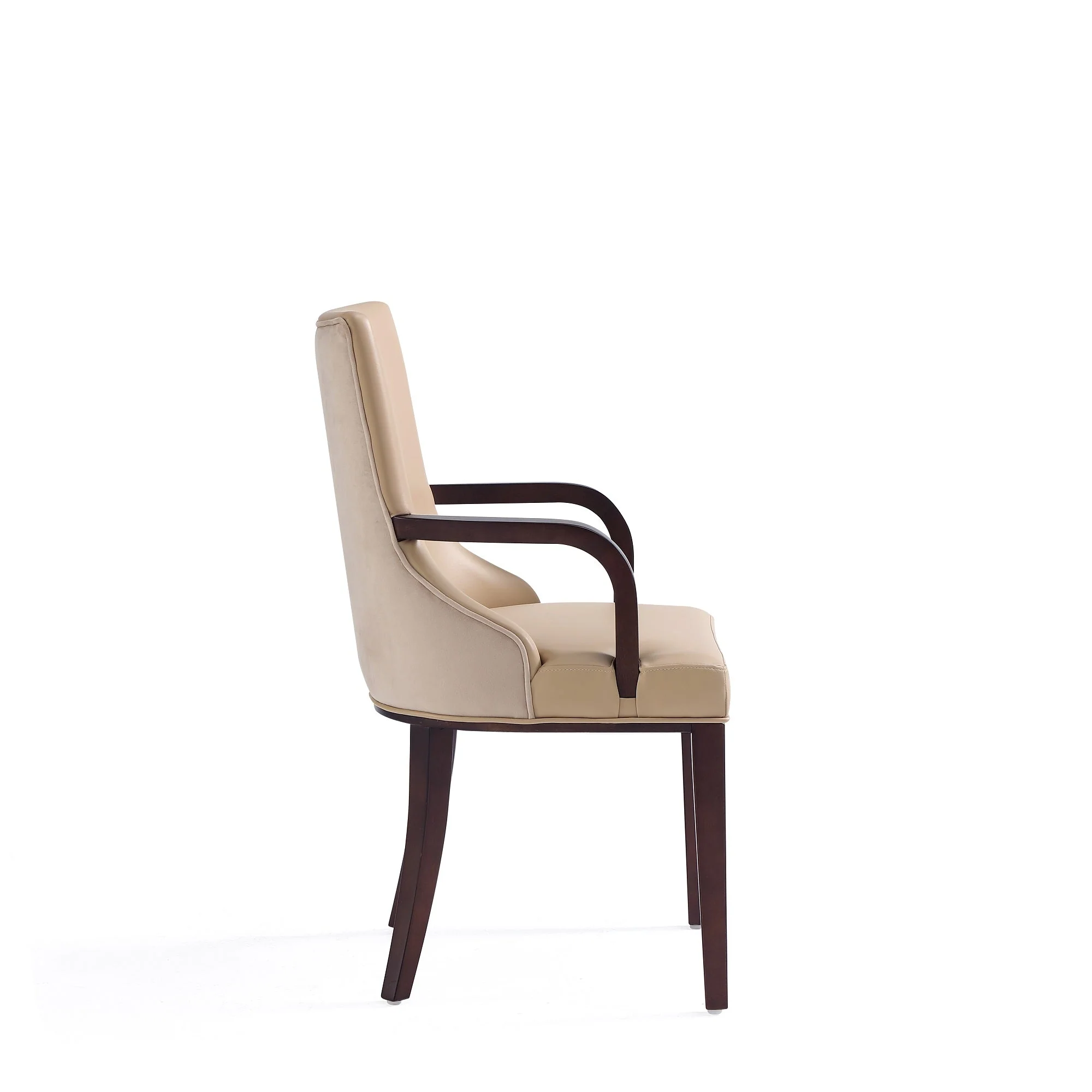 Shubert Faux Leather and Velvet Dining Armchair in Tan (set of 2) - Image 5