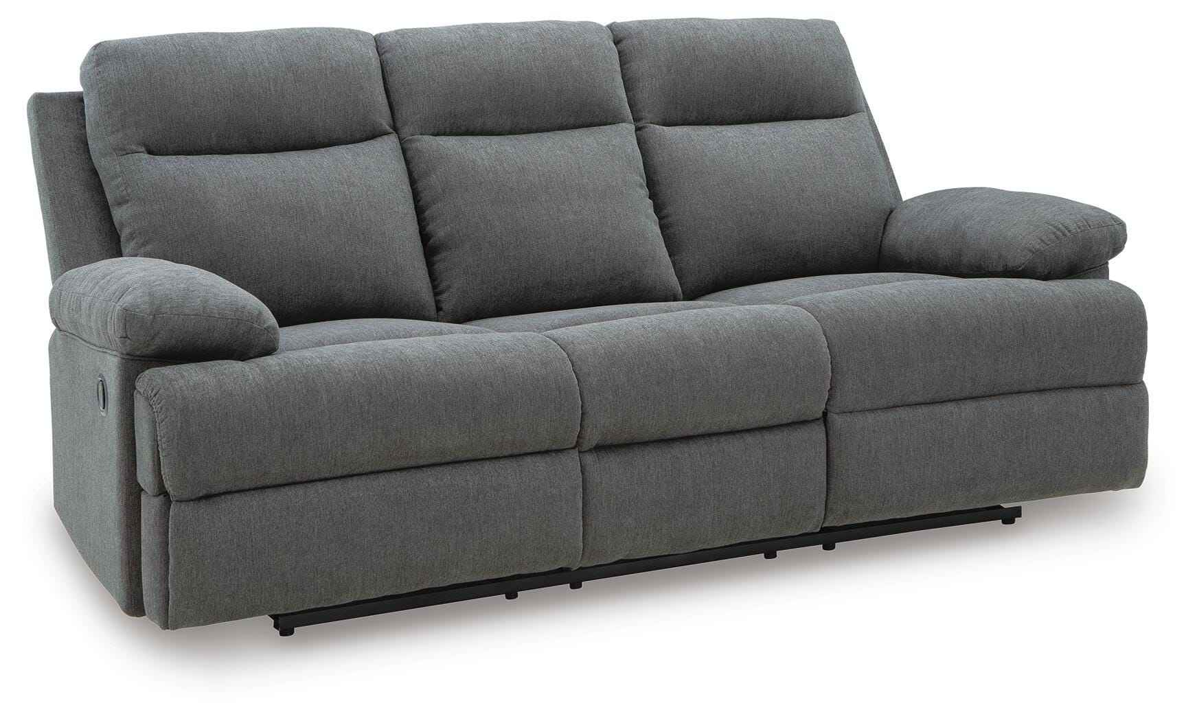 Side-Swipe Charcoal Reclining Sofa, Loveseat and Recliner - Image 11