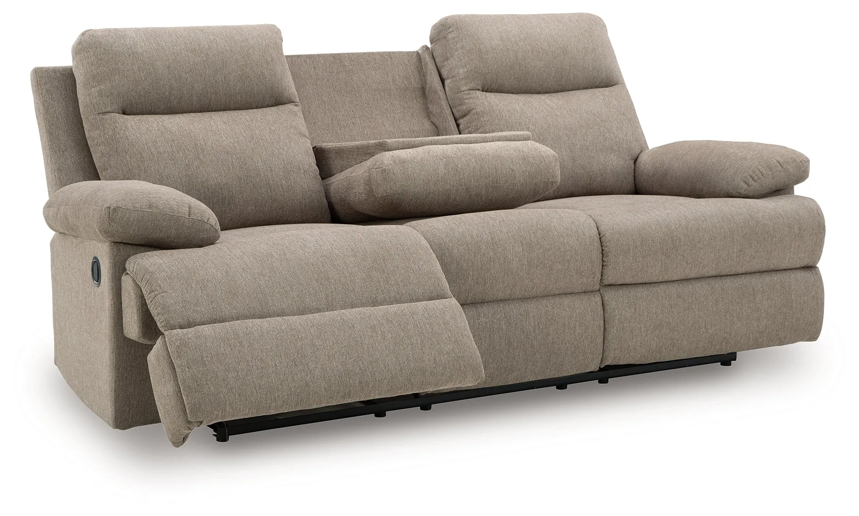 Side-Swipe Mocha Reclining Sofa with Drop Down Table - Image 2