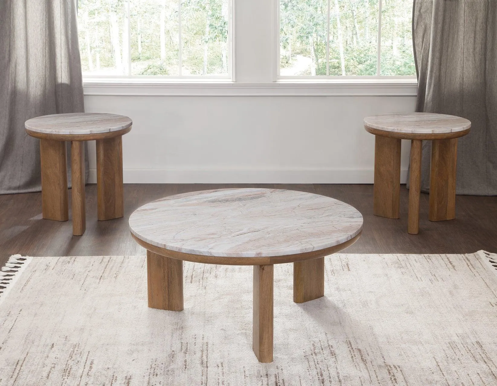 Sidney 22″ Round Toronto Brown Marble Top End Table - Image 4
