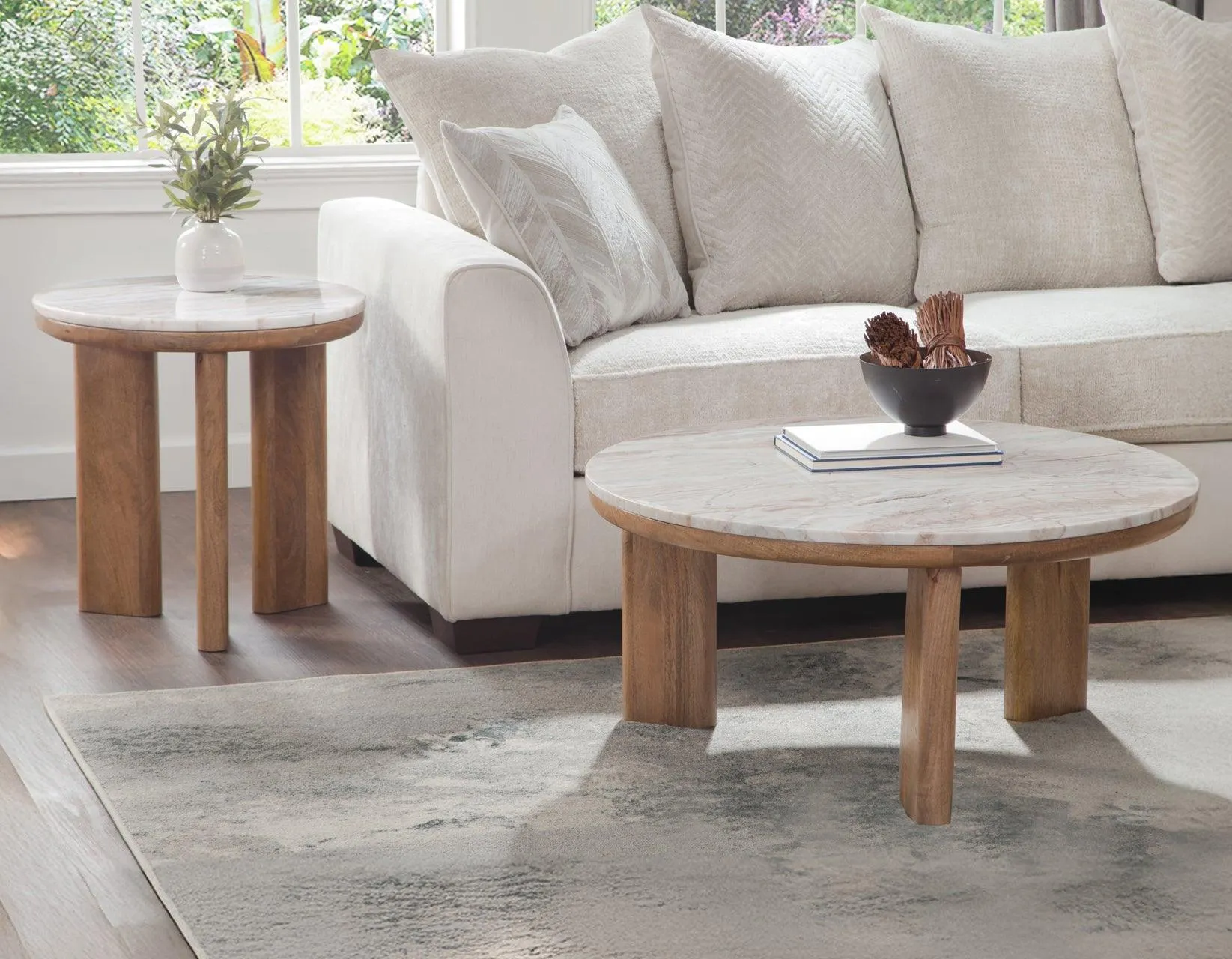 Sidney 22″ Round Toronto Brown Marble Top End Table - Image 5