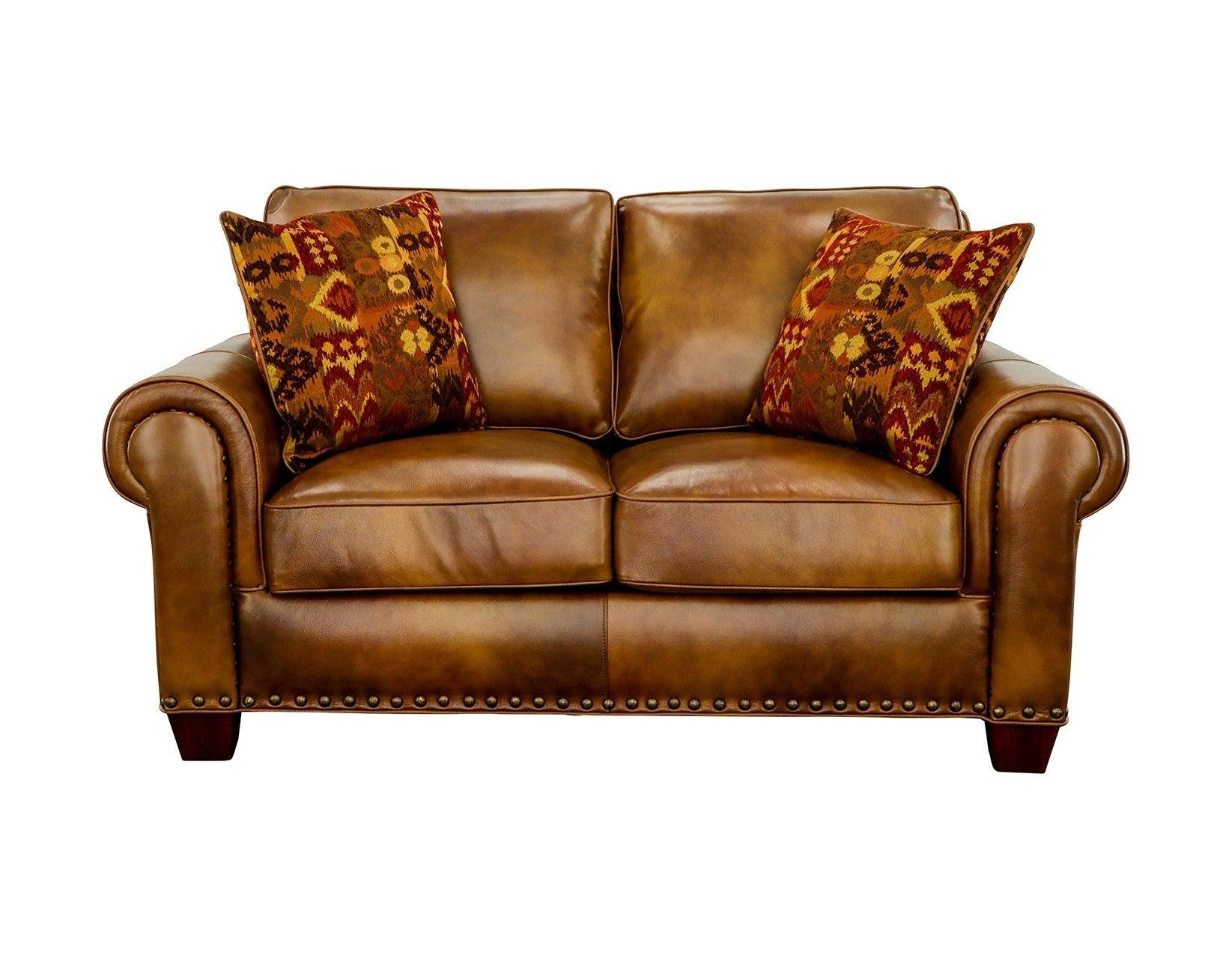 Silverado Camel Top-Grain Leather Loveseat