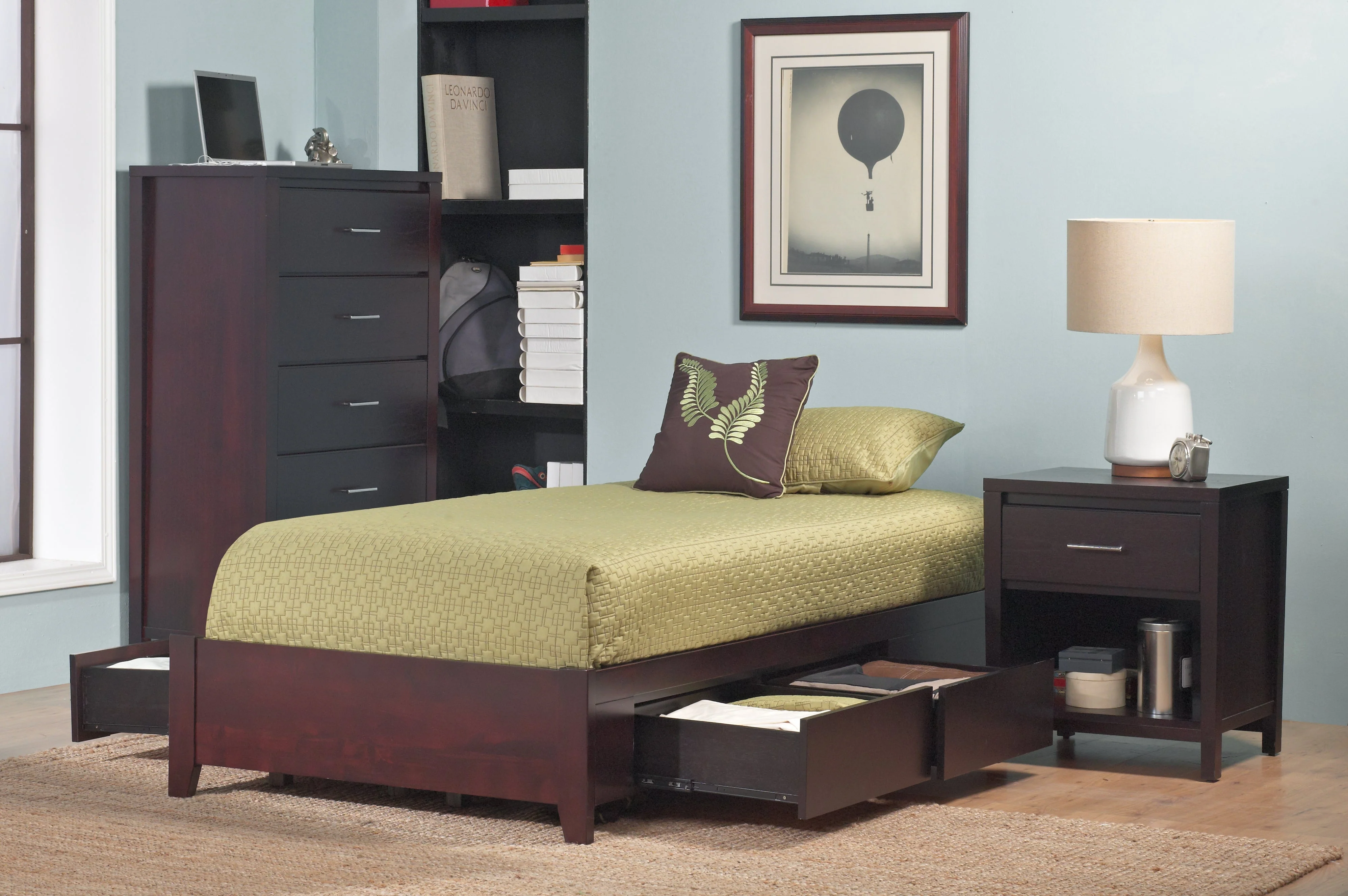 Simple Wood California King  Storage Bed in Espresso - Image 10