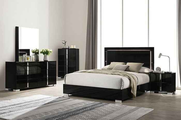 Sinistra Piano Black 5-Piece Queen Bedroom Set