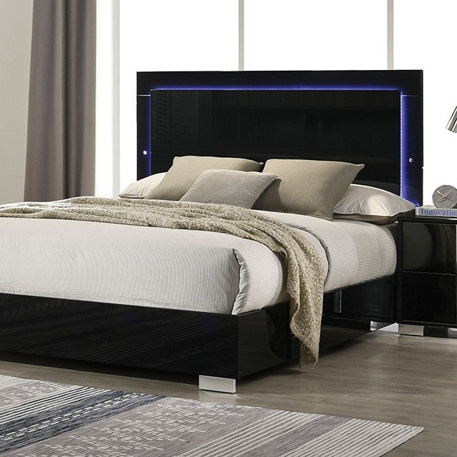 Sinistra Piano Black King Bed