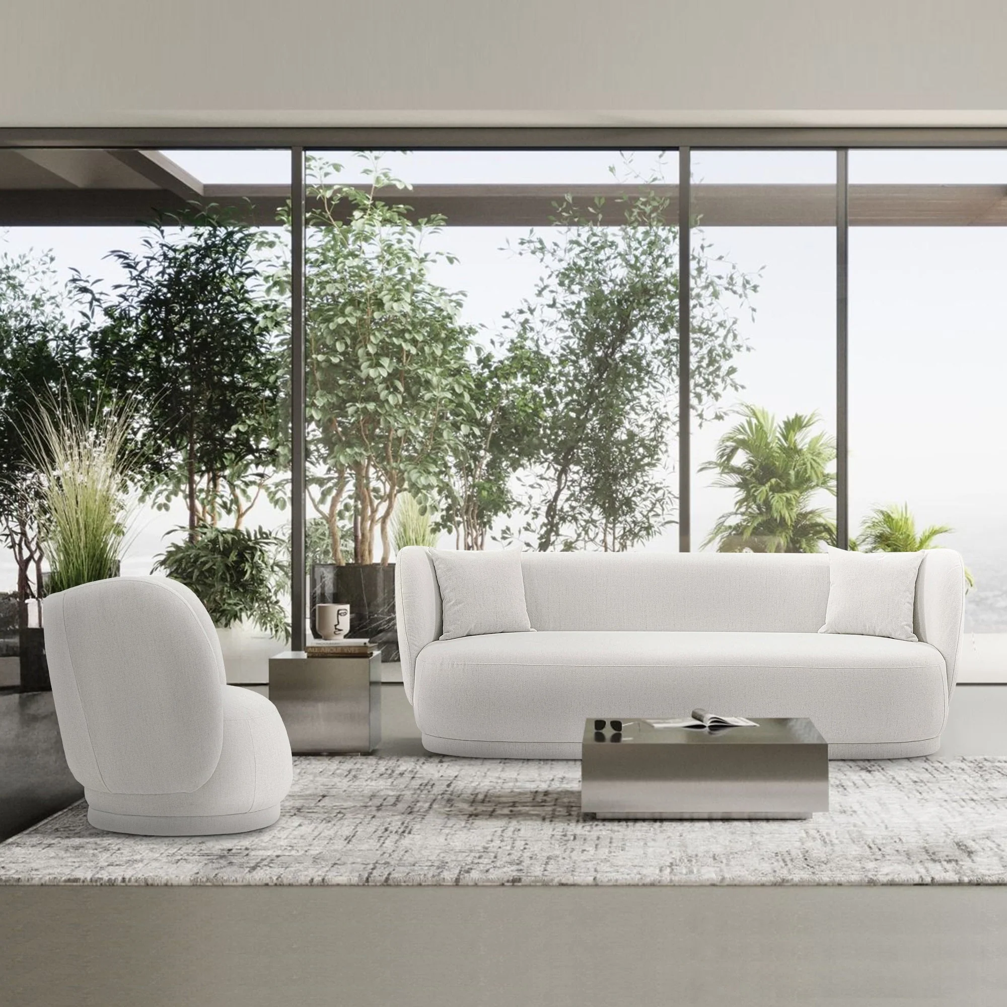 Siri 2 Piece Sofa and Accent Chair Set in Cream - Image 2