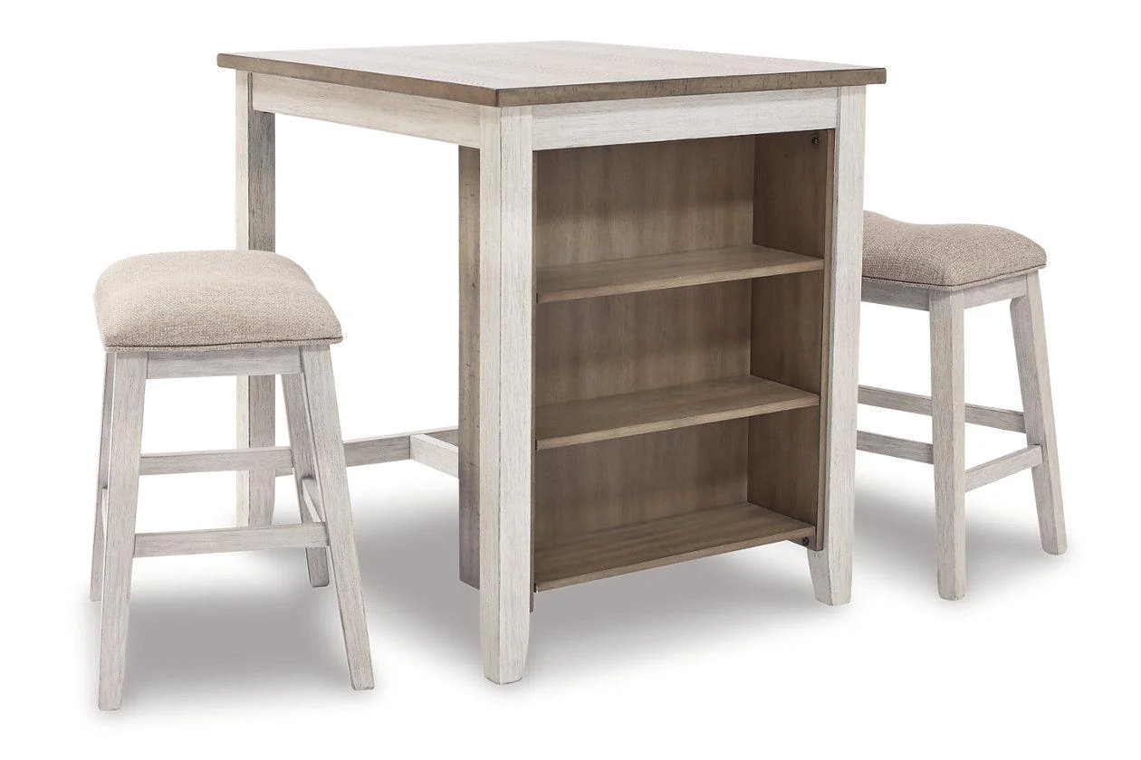Skempton White And Light Brown 3 Piece Counter Height Dining Set - Image 4