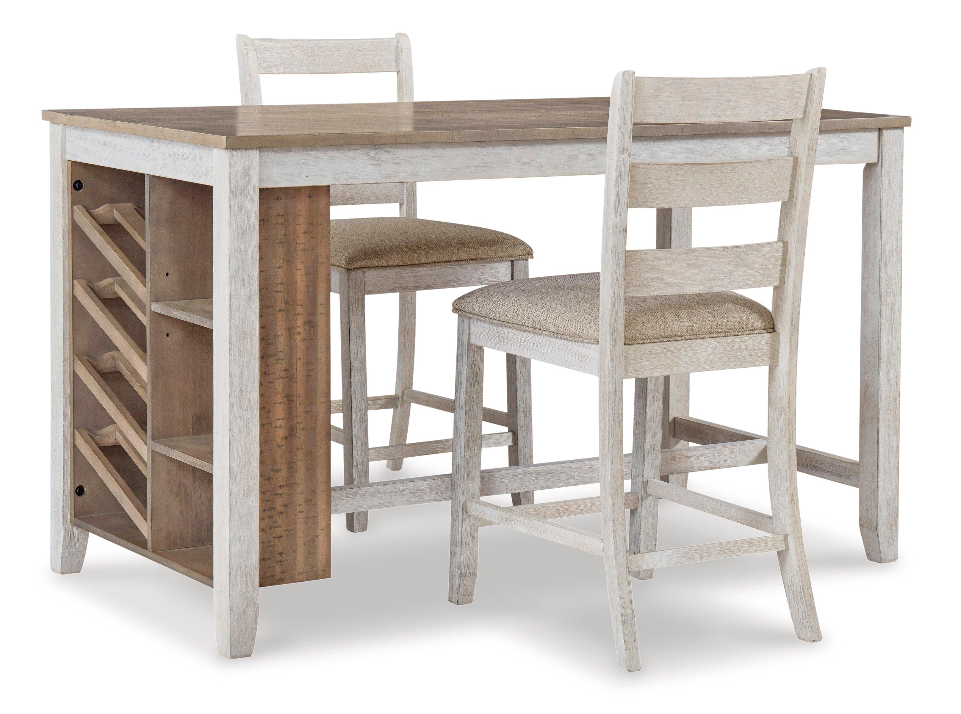 Skempton White And Light Brown 3-Piece Counter Height Set - Image 3