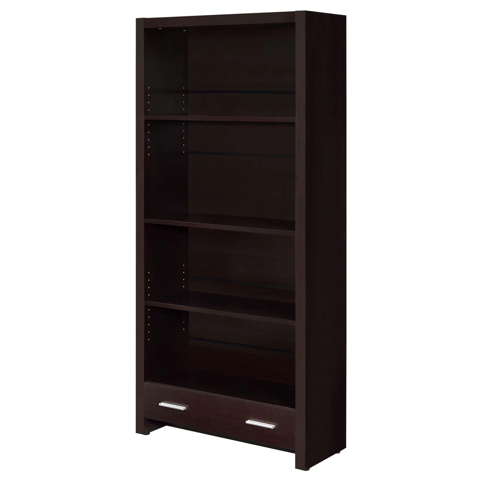 Skylar Cappuccino 5-Shelf Bookcase with Storage Drawer - Image 5