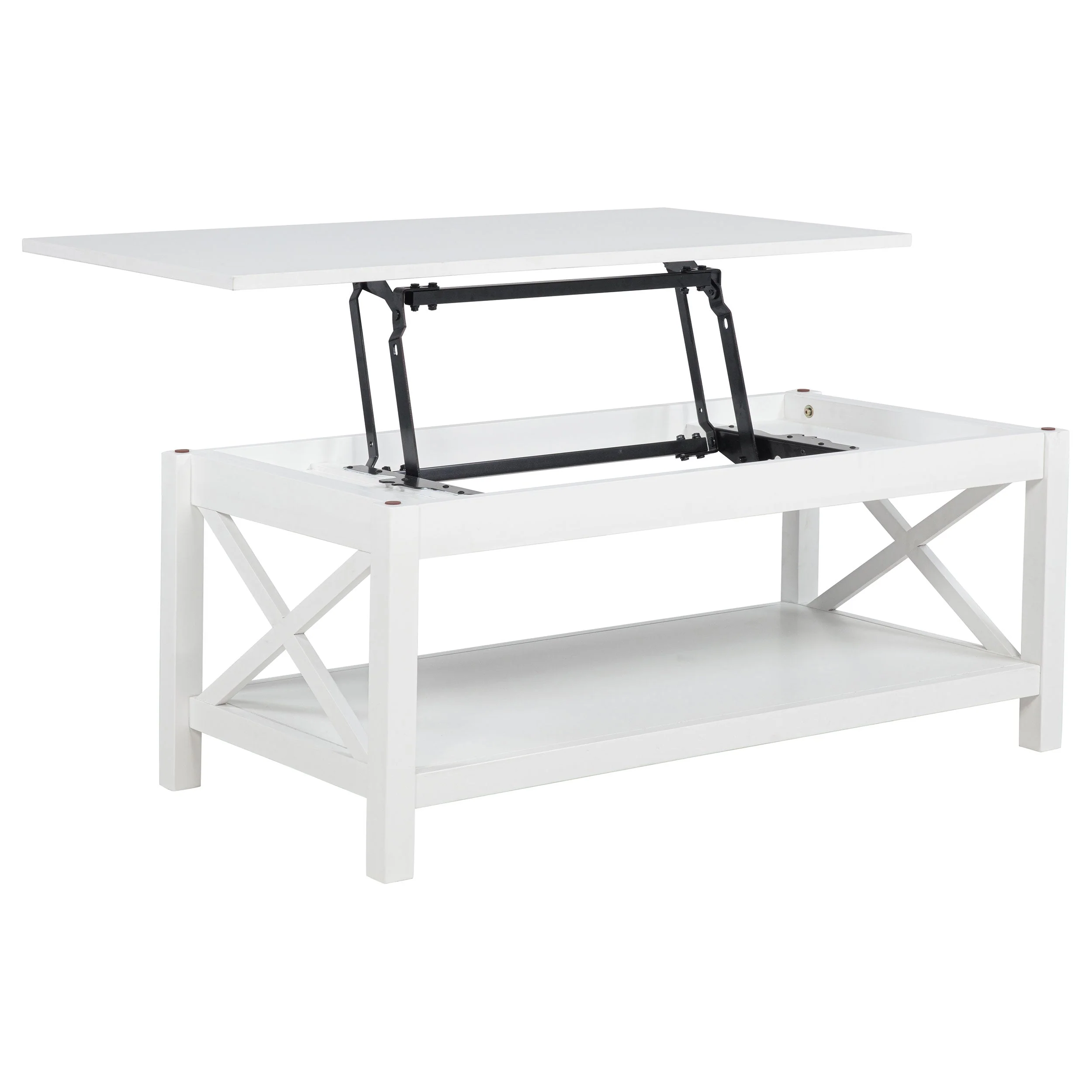 Skyview White 3-piece Rectangular Lift Top Coffee Table Set - Image 8