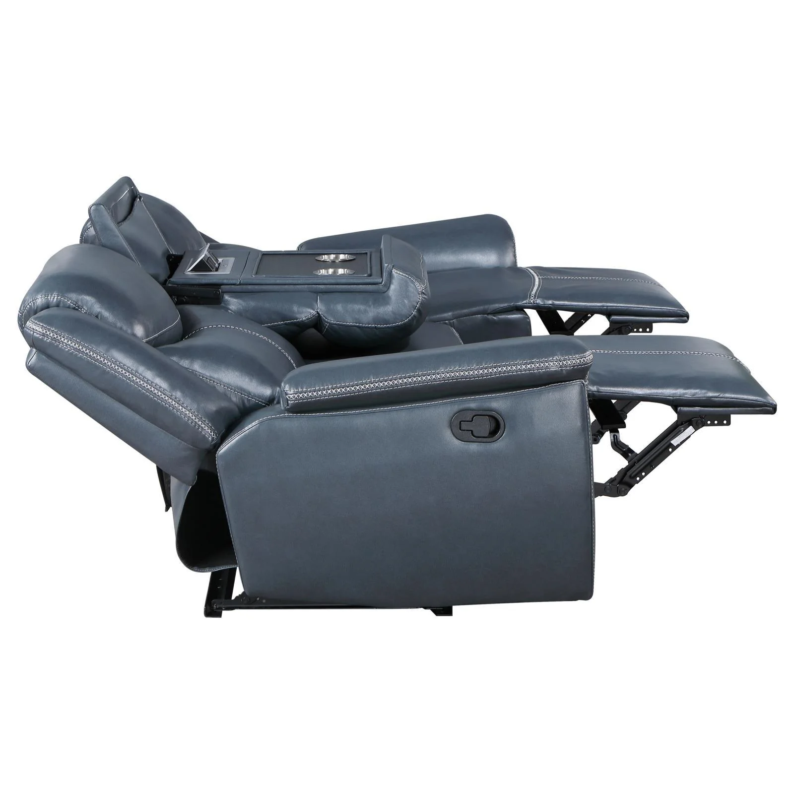 Sloane Blue 2-Piece Upholstered Motion Reclining Sofa Set - Image 7